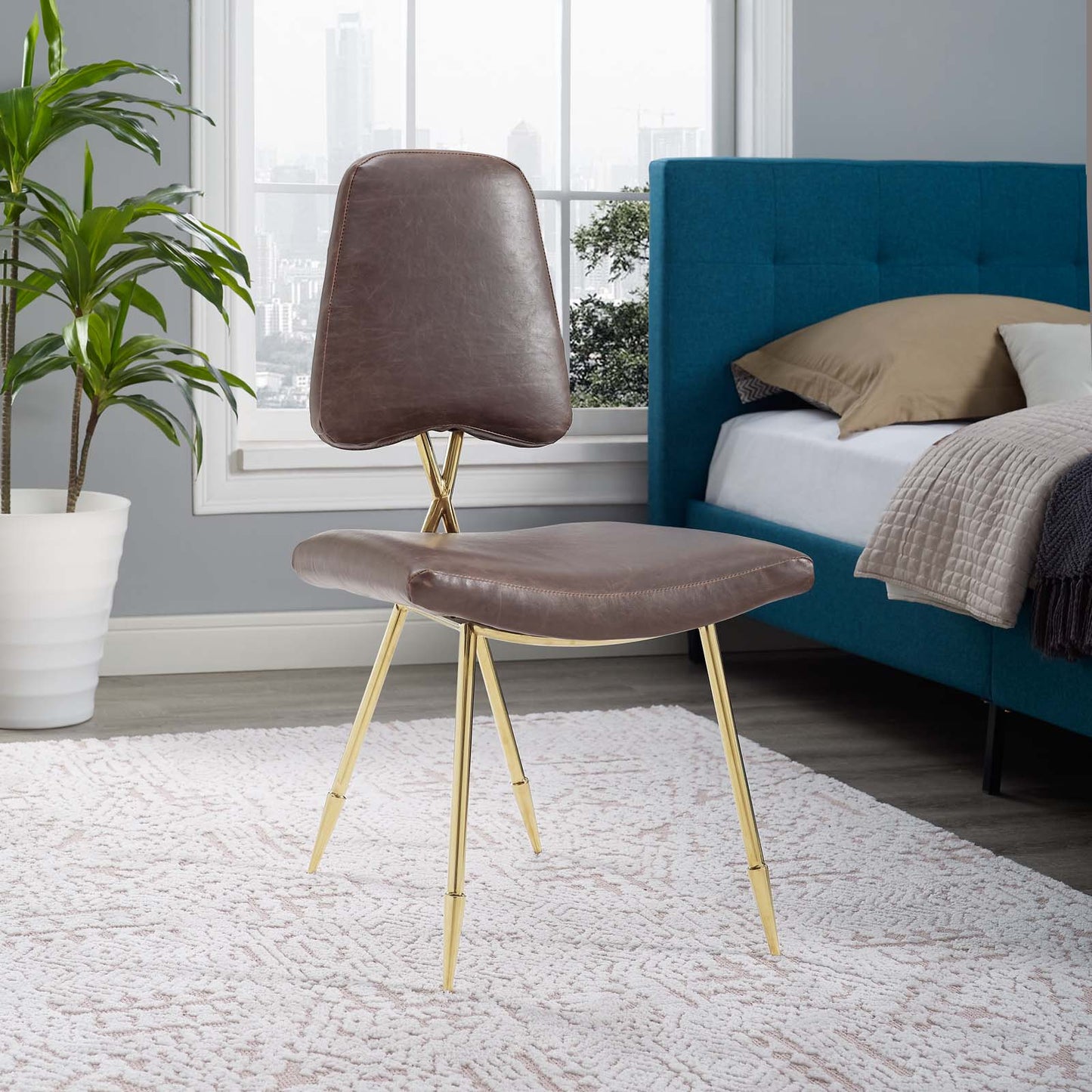 Modway Outlet Ponder Antique Faux Leather Dining Side Chair by Modway Living Room Furniture Brown - EEI-2812-BRN