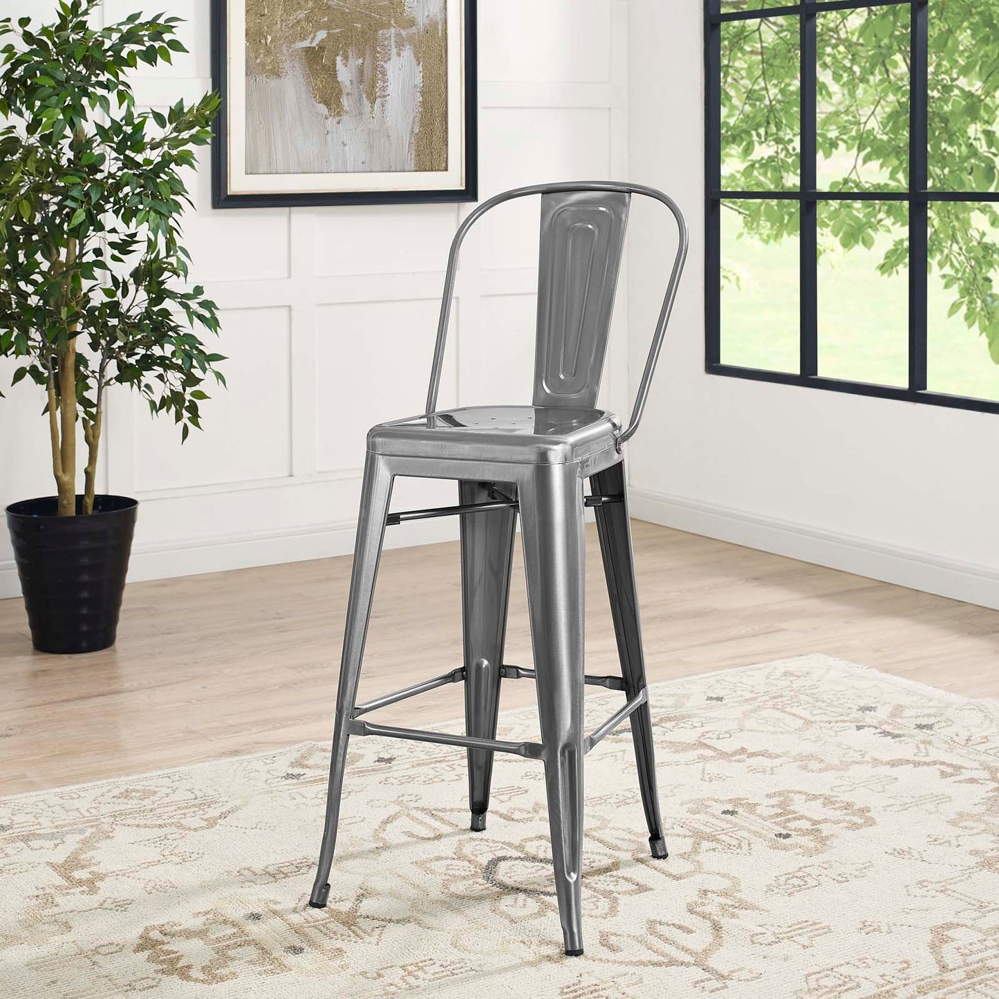 Modway Outlet Promenade Bar Side Stool by Modway Bar and Dining Furniture Gunmetal - EEI-2813-GME