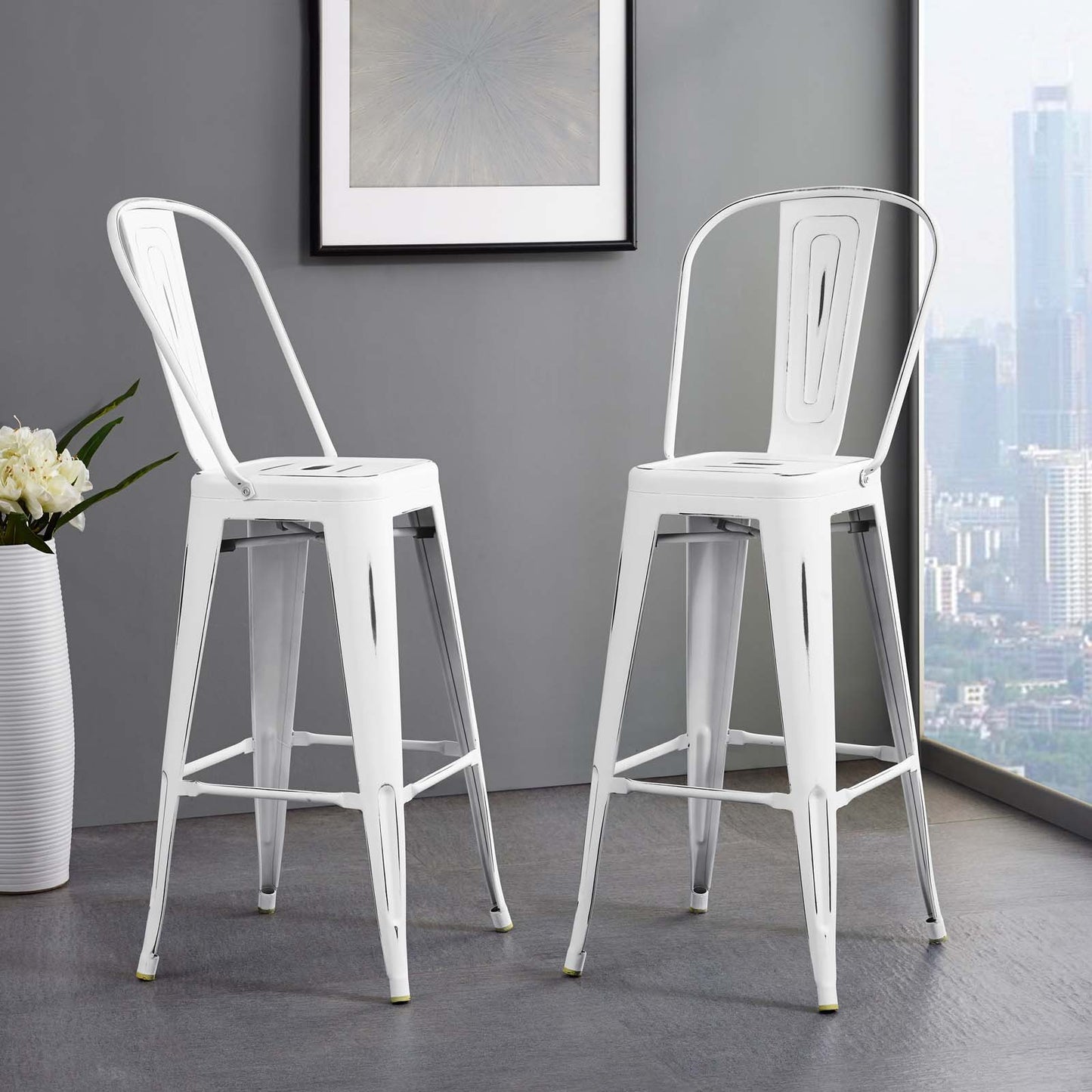 Modway Outlet Promenade Metal Bar Side Stool by Modway Bar and Dining Furniture White - EEI-2815-WHI