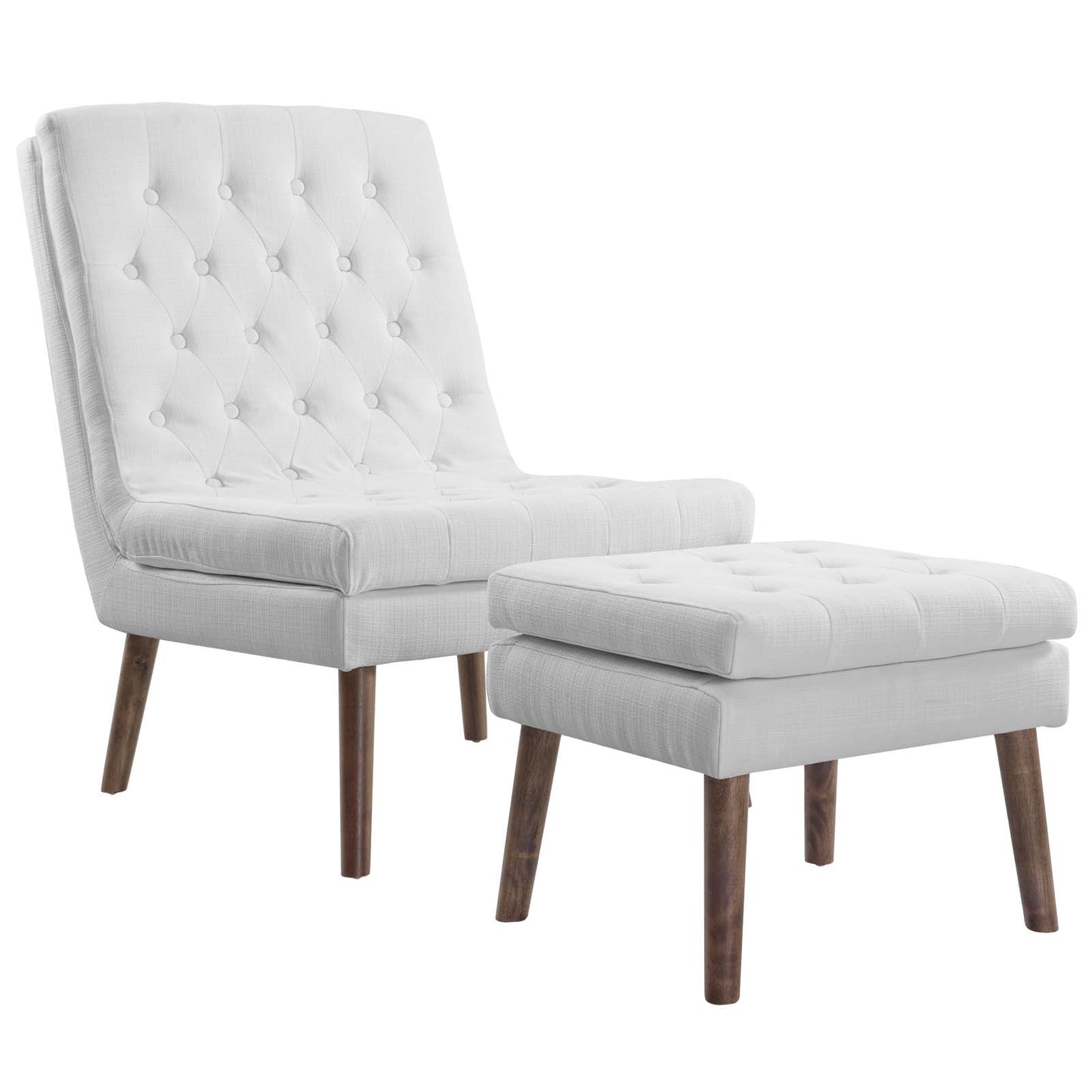 Modway Outlet Modify Upholstered Lounge Chair and Ottoman by Modway Living Room Furniture White - EEI-2988-WHI