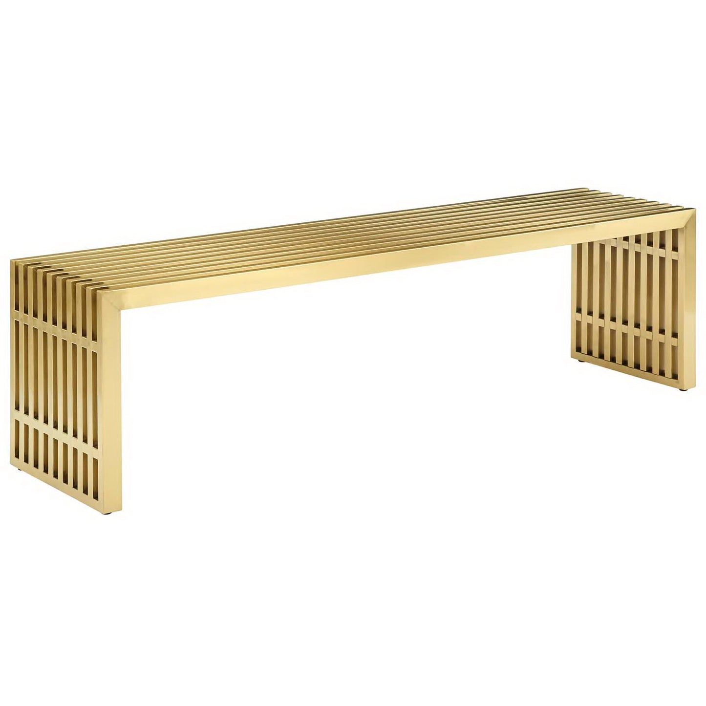 Modway Outlet Gridiron Large Stainless Steel Bench by Modway Living Room Furniture Gold - EEI-3000-GLD