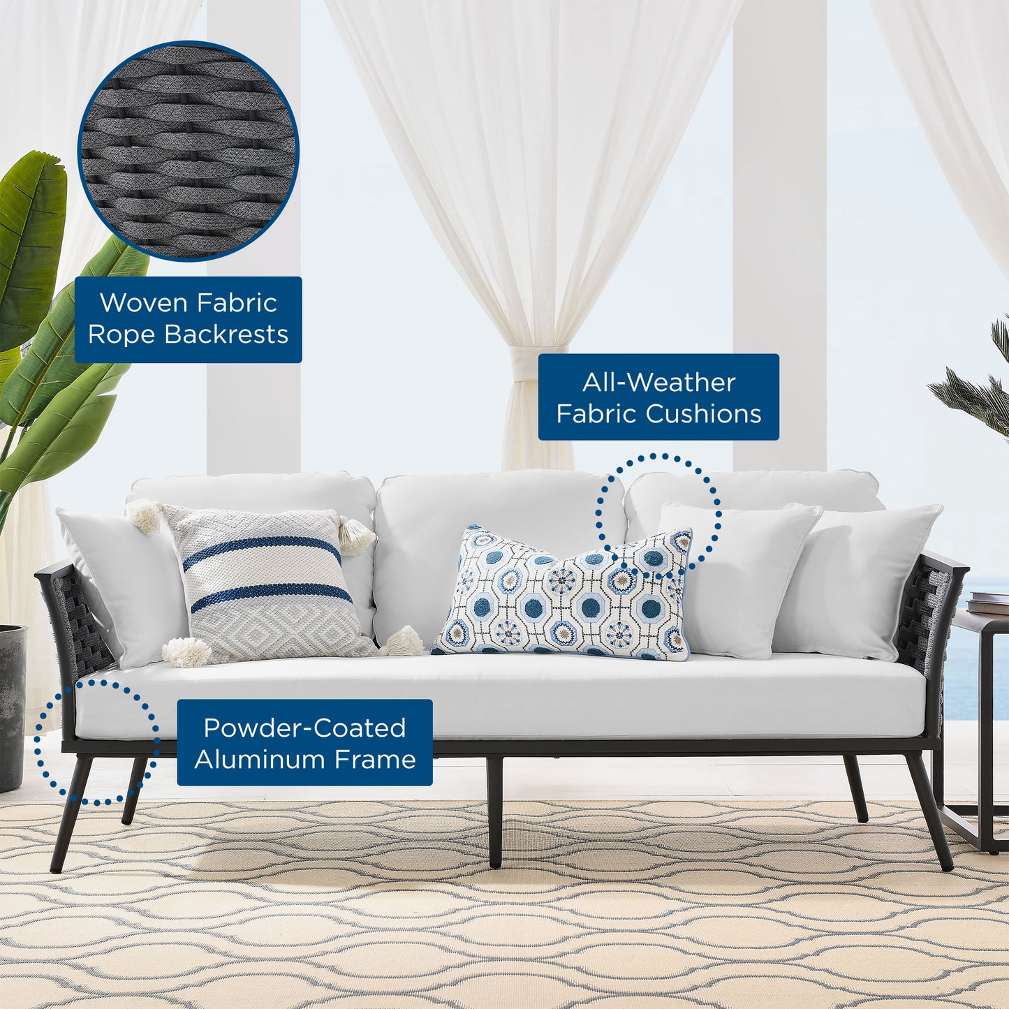 Modway Outlet Stance Outdoor Patio Aluminum Sofa by Modway Outdoor Furniture Furniture Gray White - EEI-3020-GRY-WHI