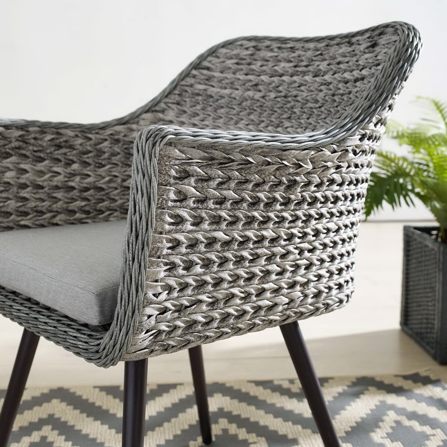 Modway Outlet Endeavor Outdoor Patio Wicker Rattan Dining Armchair by Modway Outdoor Furniture Furniture Gray Gray - EEI-3028-GRY-GRY