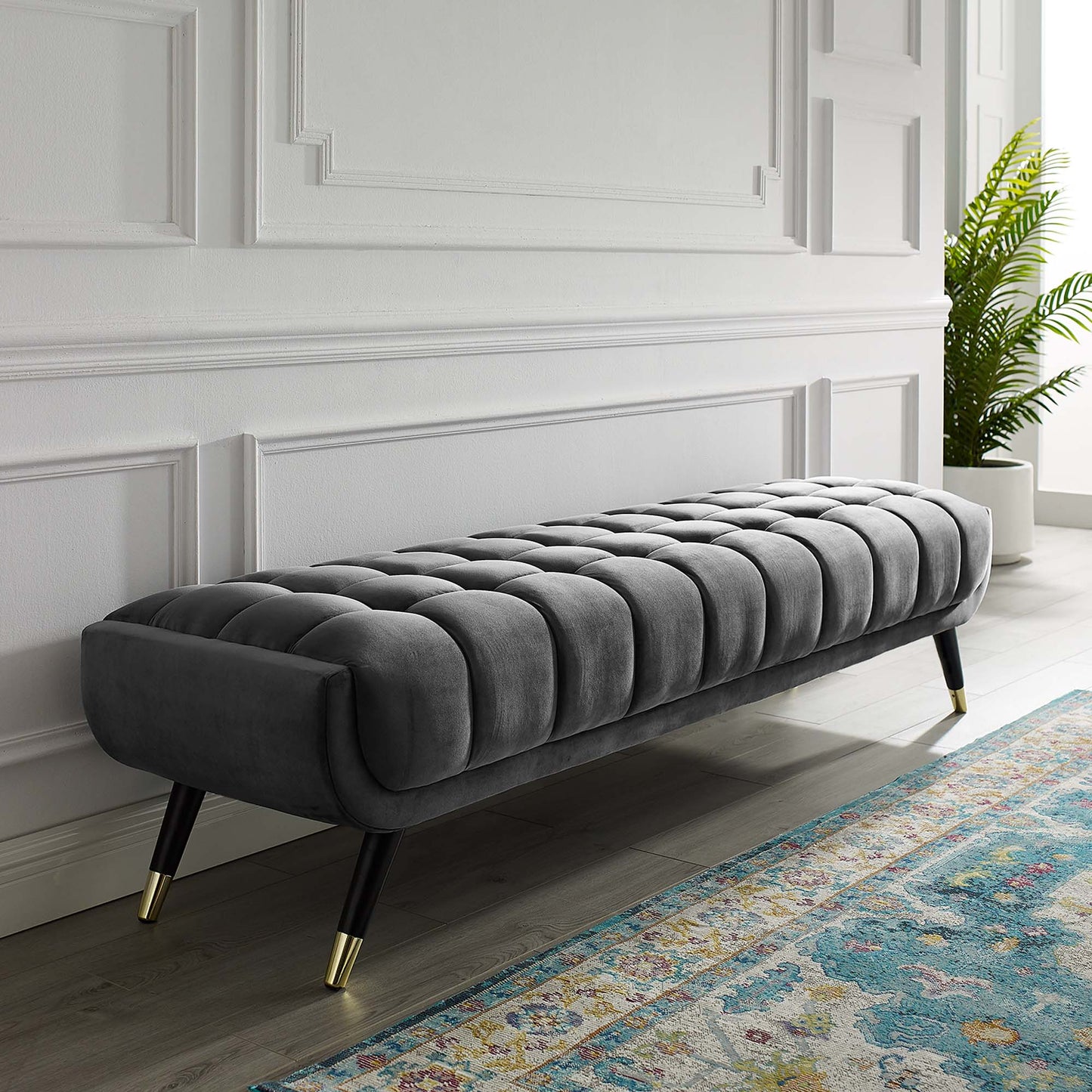 Modway Outlet Adept Performance Velvet Bench by Modway Living Room Furniture Gray - EEI-3061-GRY