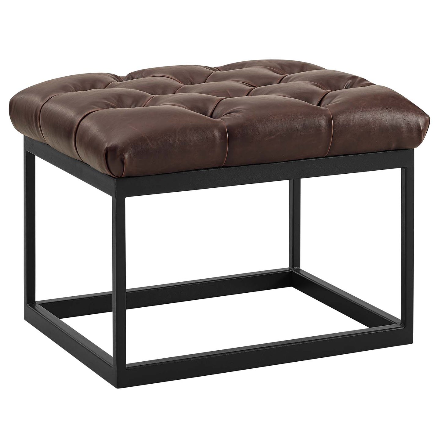 Modway Outlet Cherish Antique Button Tufted Faux Leather Ottoman by Modway Living Room Furniture Brown - EEI-3066-BRN