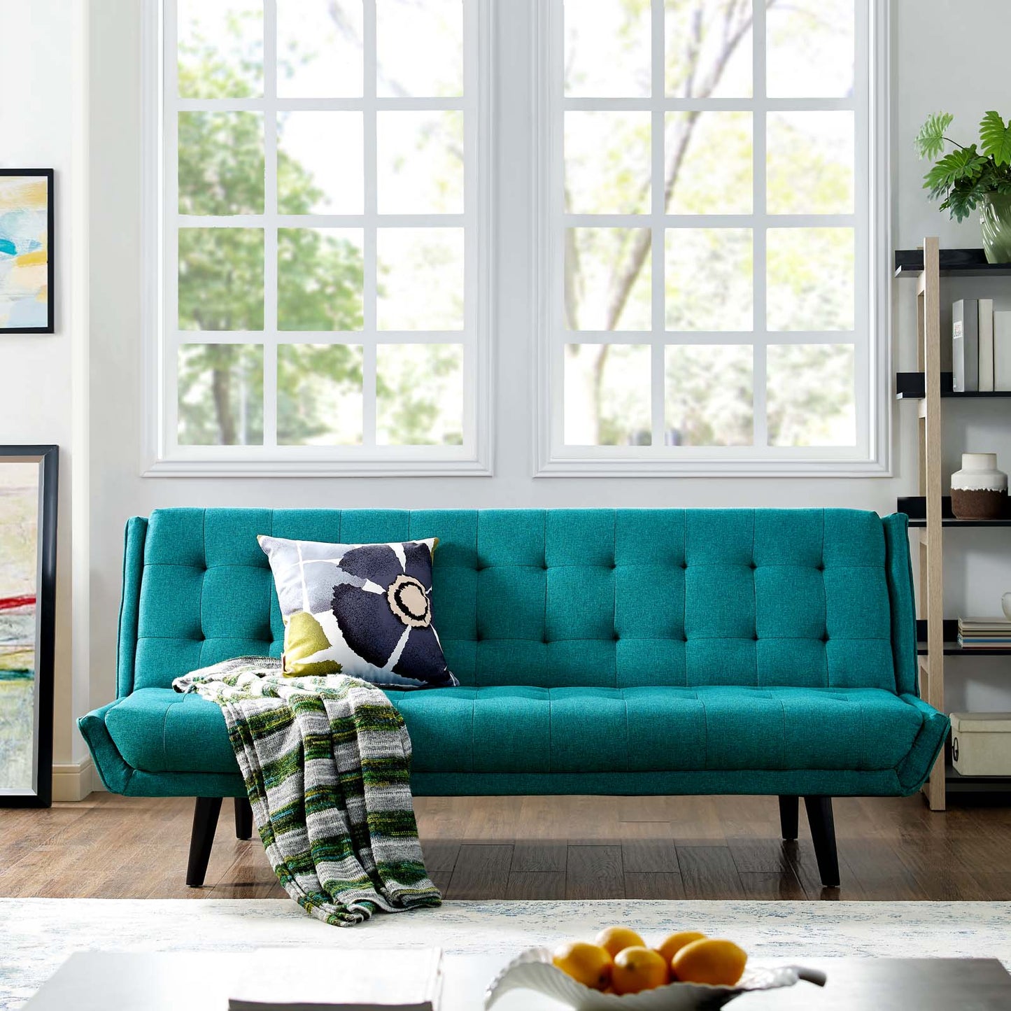Modway Outlet Glance Tufted Convertible Fabric Sofa Bed by Modway Living Room Furniture Teal - EEI-3093-TEA
