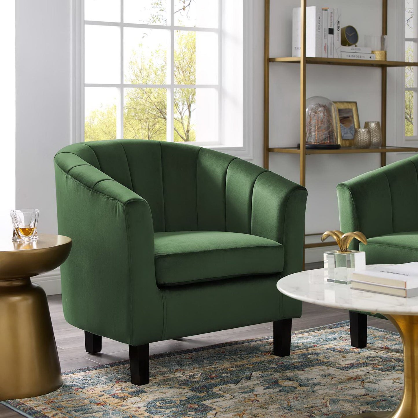 Modway - Prospect Channel Tufted Performance Velvet Armchair by Modway Living Room Sofas and Armchairs Green - EEI-3188-EME