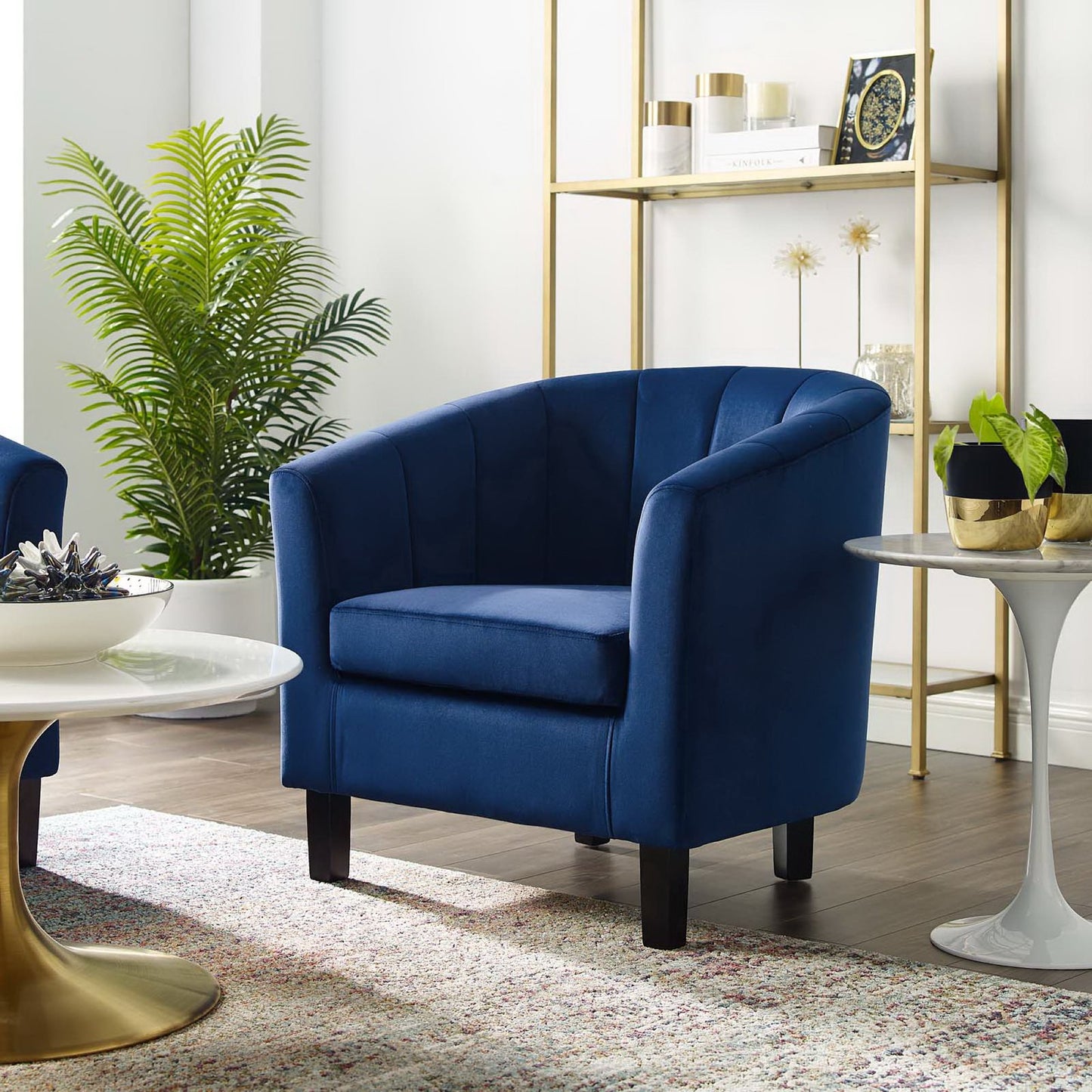 Modway - Prospect Channel Tufted Performance Velvet Armchair by Modway Living Room Sofas and Armchairs Blue - EEI-3188-NAV