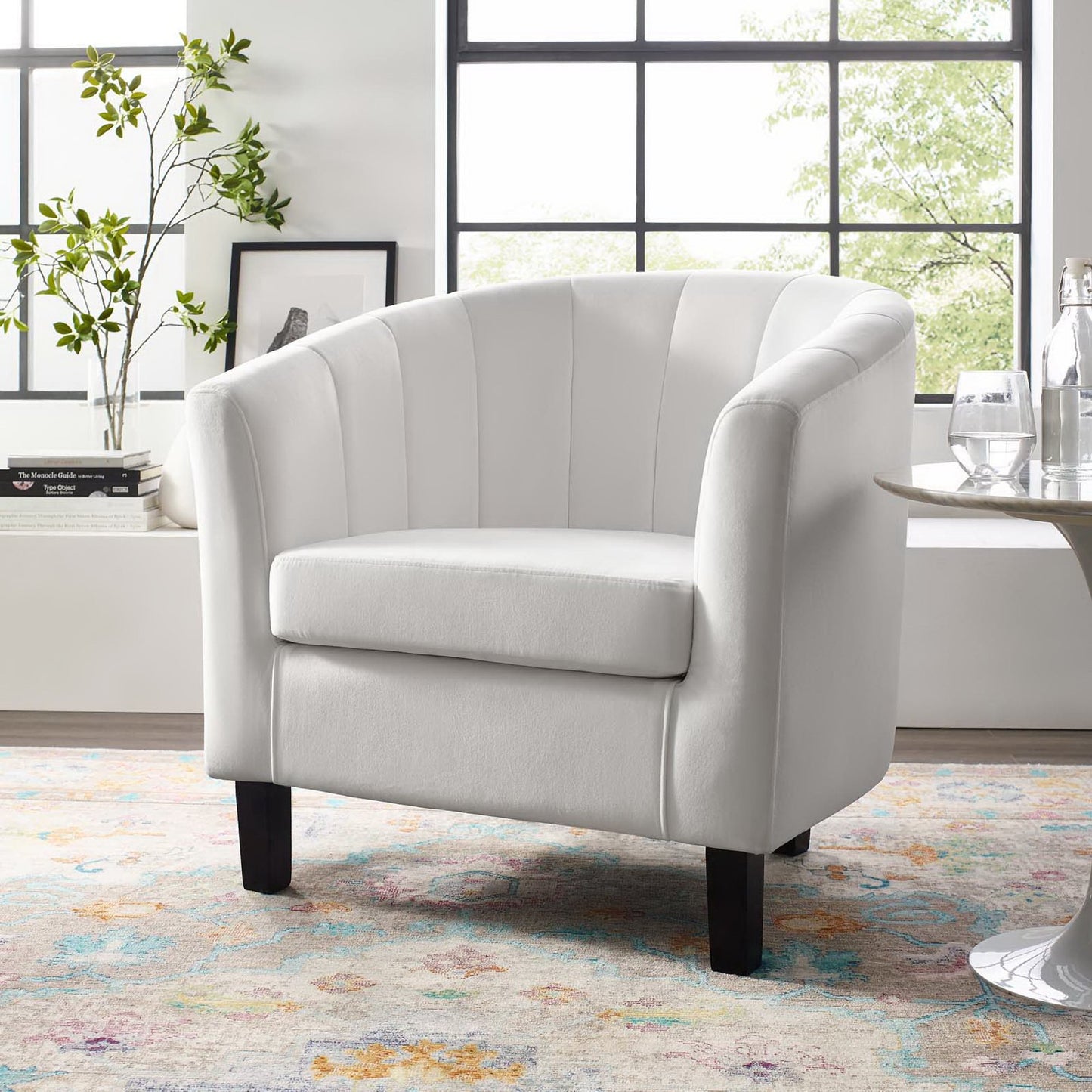Modway - Prospect Channel Tufted Performance Velvet Armchair by Modway Living Room Sofas and Armchairs White - EEI-3188-WHI