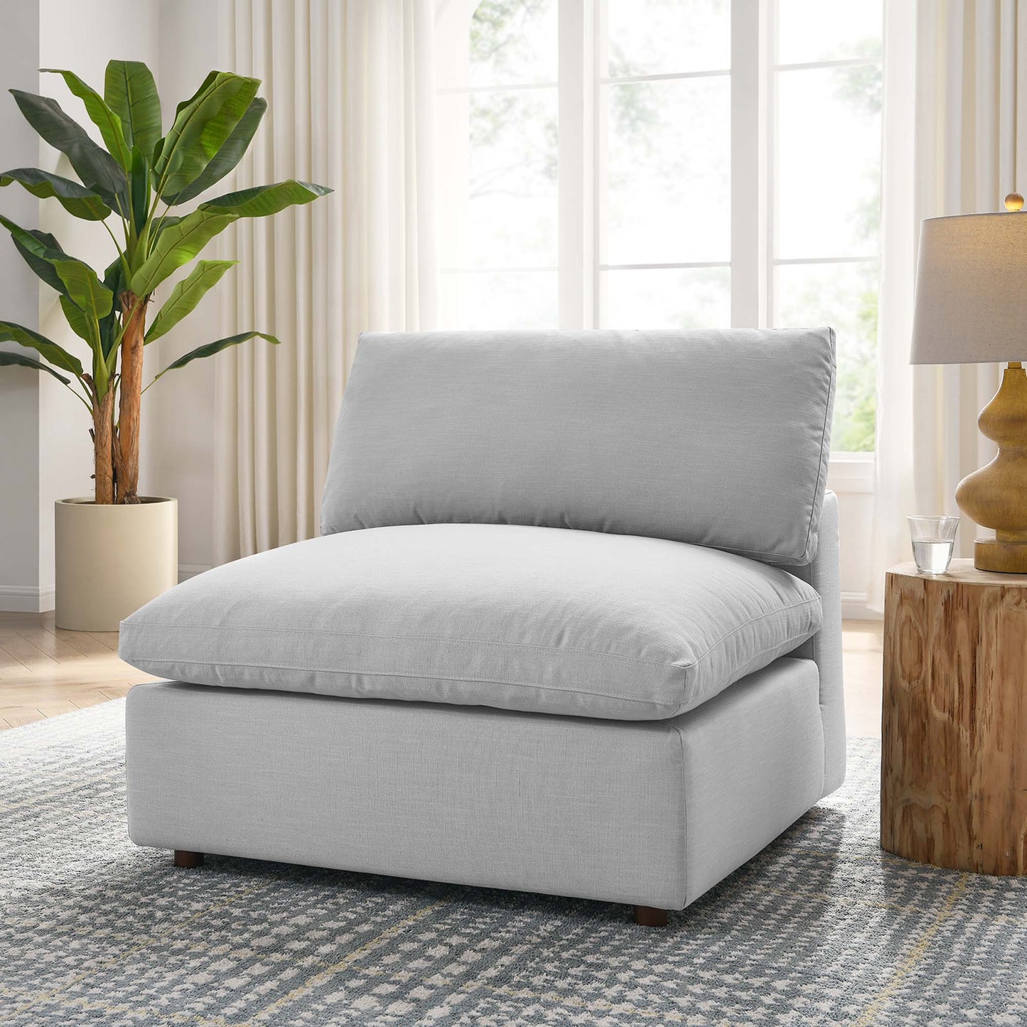 Modway Outlet Commix Down Filled Overstuffed Armless Chair by Modway Living Room Furniture Light Gray - EEI-3270-LGR