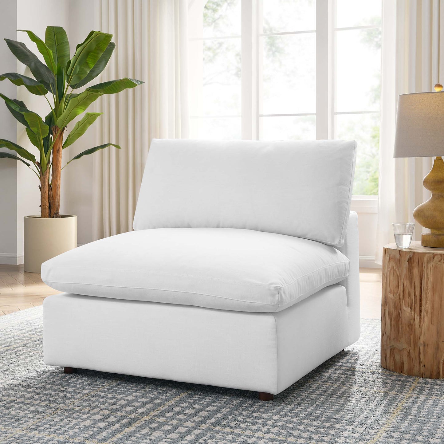 Modway Outlet Commix Down Filled Overstuffed Armless Chair by Modway Living Room Furniture Pure White - EEI-3270-PUW