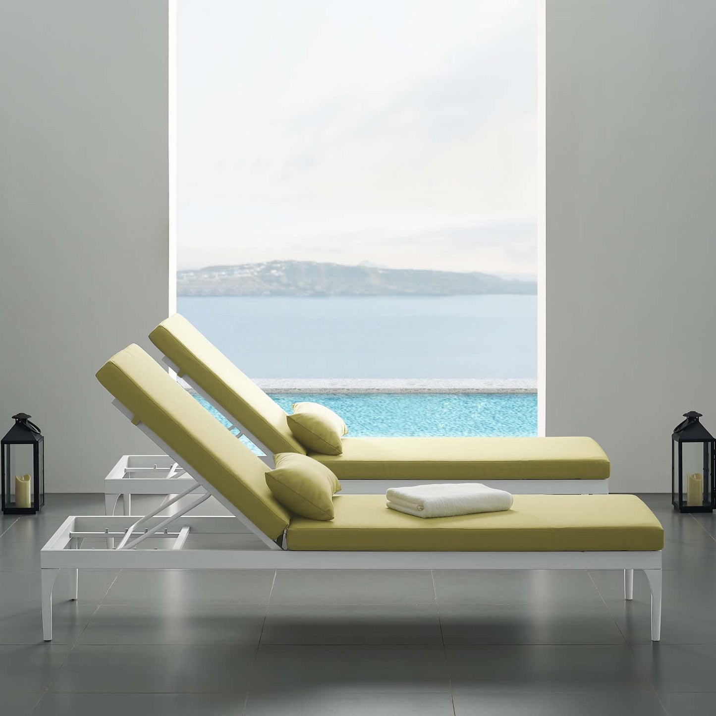 Modway Outlet Perspective Cushion Outdoor Patio Chaise Lounge Chair by Modway Outdoor Furniture Furniture White Peridot - EEI-3301-WHI-PER
