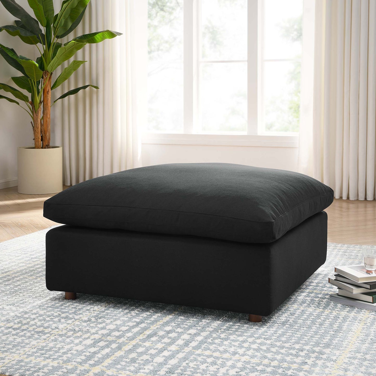 Modway Outlet Commix Down Filled Overstuffed Ottoman by Modway Living Room Furniture Black - EEI-3318-BLK
