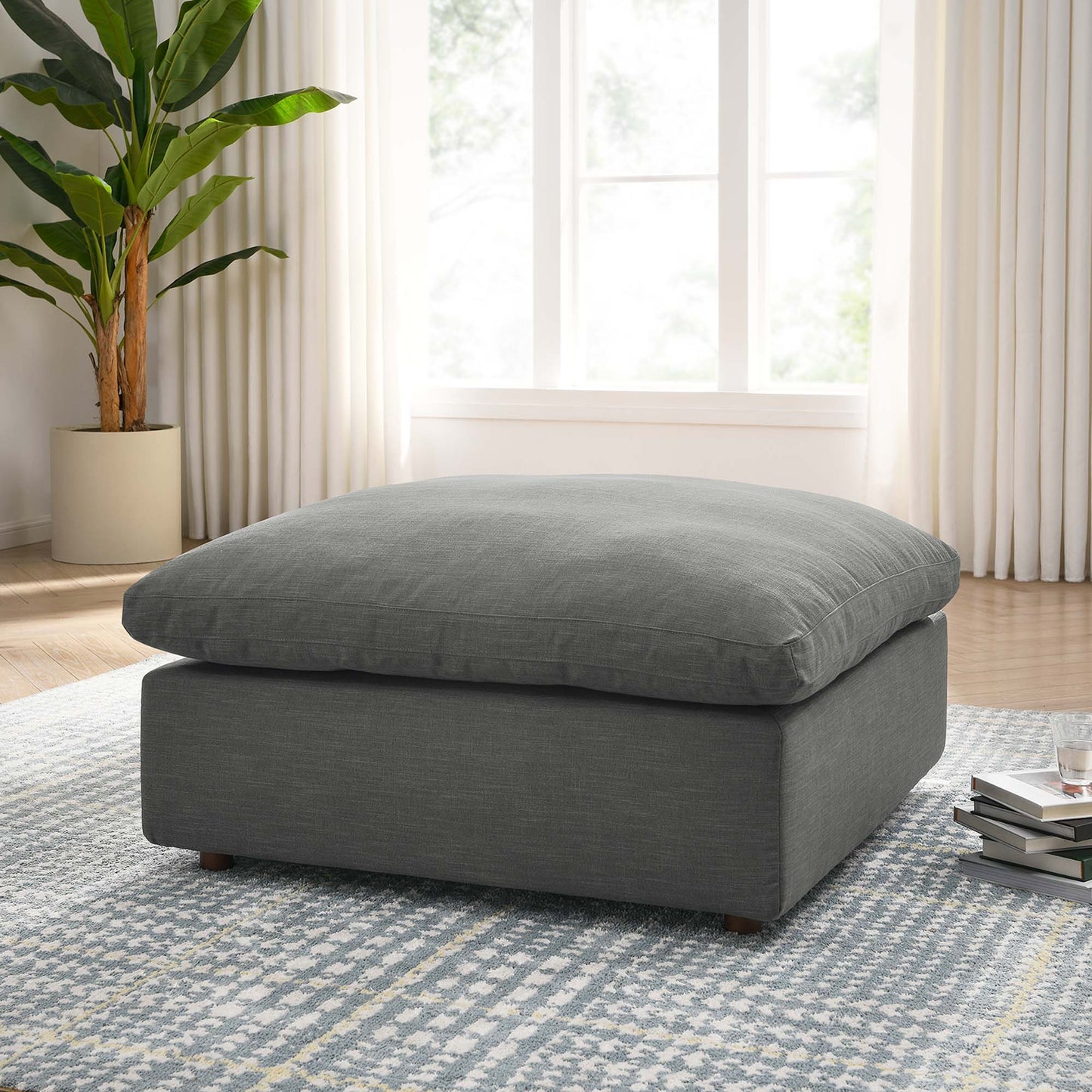 Modway Outlet Commix Down Filled Overstuffed Ottoman by Modway Living Room Furniture Gray - EEI-3318-GRY