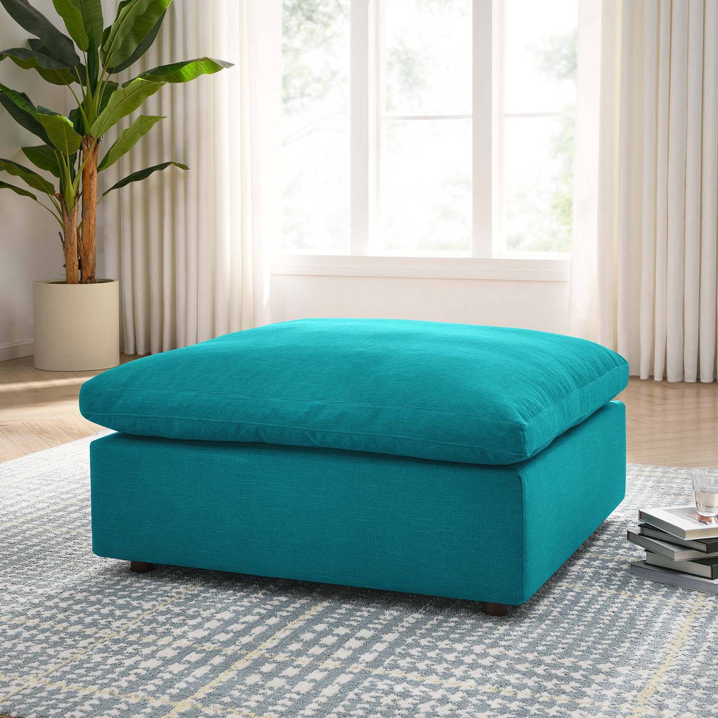 Modway Outlet Commix Down Filled Overstuffed Ottoman by Modway Living Room Furniture Teal - EEI-3318-TEA
