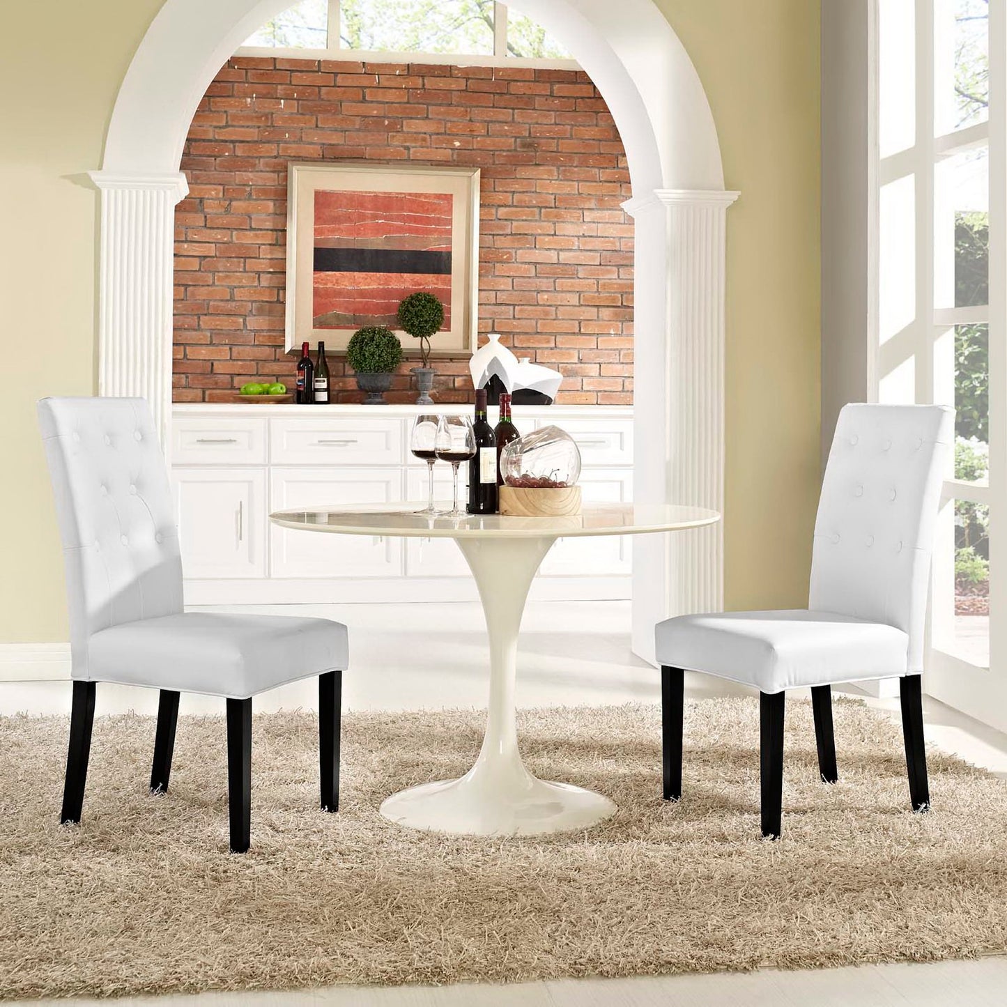Modway - Confer Vinyl Dining Side Chair Set of 2 by Modway Bar and Dining Dining Chairs White - EEI-3323-WHI