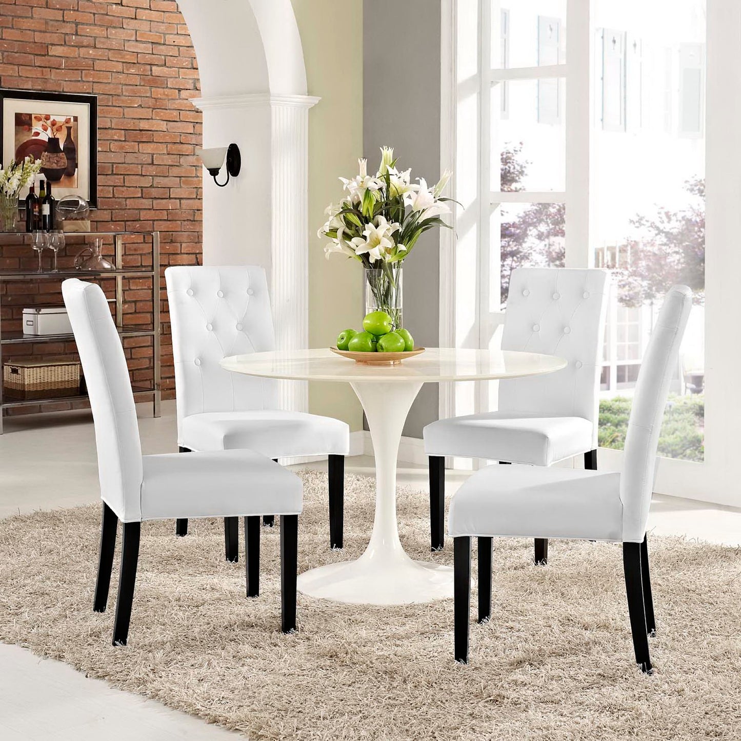 Modway - Confer Vinyl Dining Side Chair Set of 4 by Modway Bar and Dining Dining Chairs White - EEI-3324-WHI