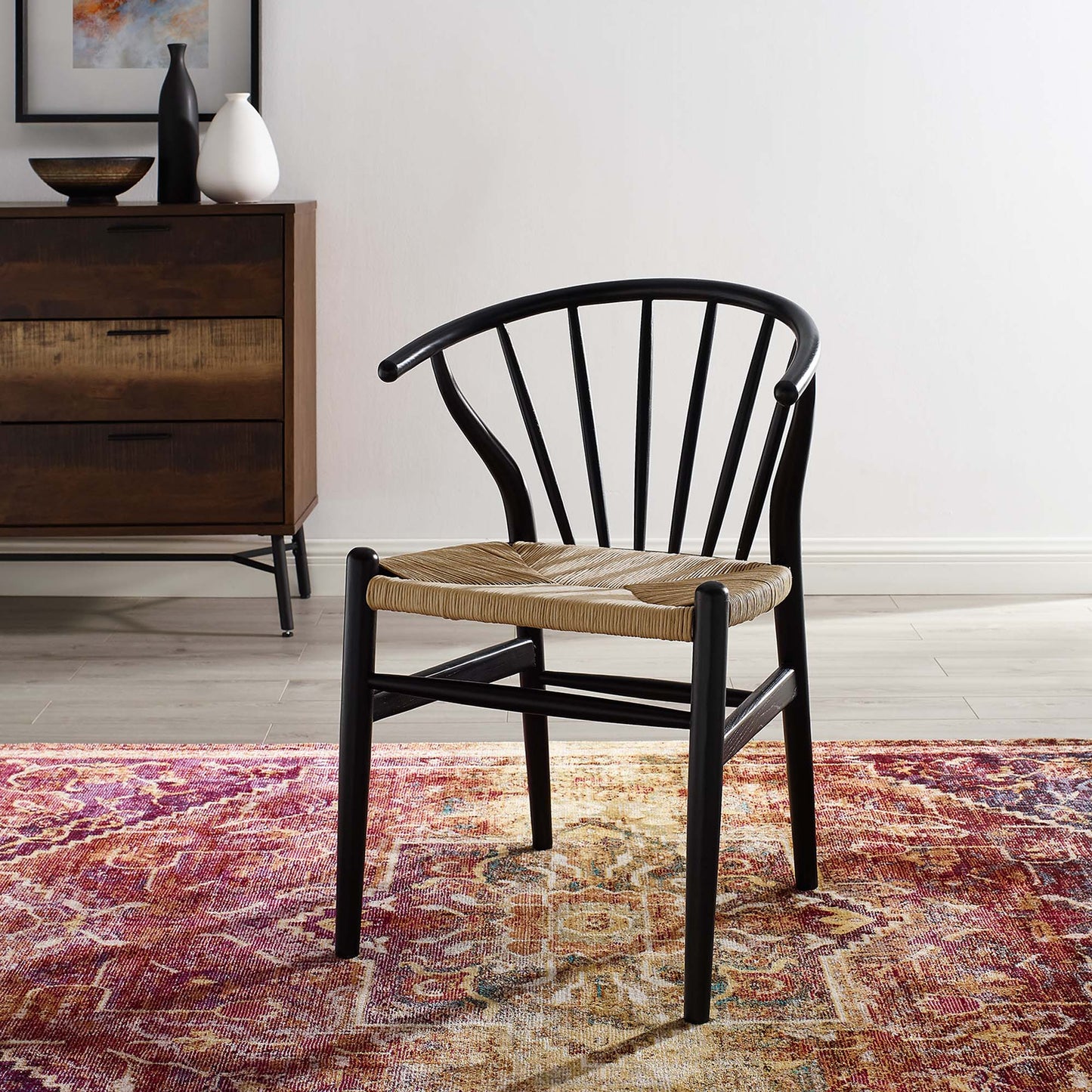 Modway - Flourish Spindle Wood Dining Side Chair by Modway Bar and Dining Dining Chairs Black - EEI-3338-BLK