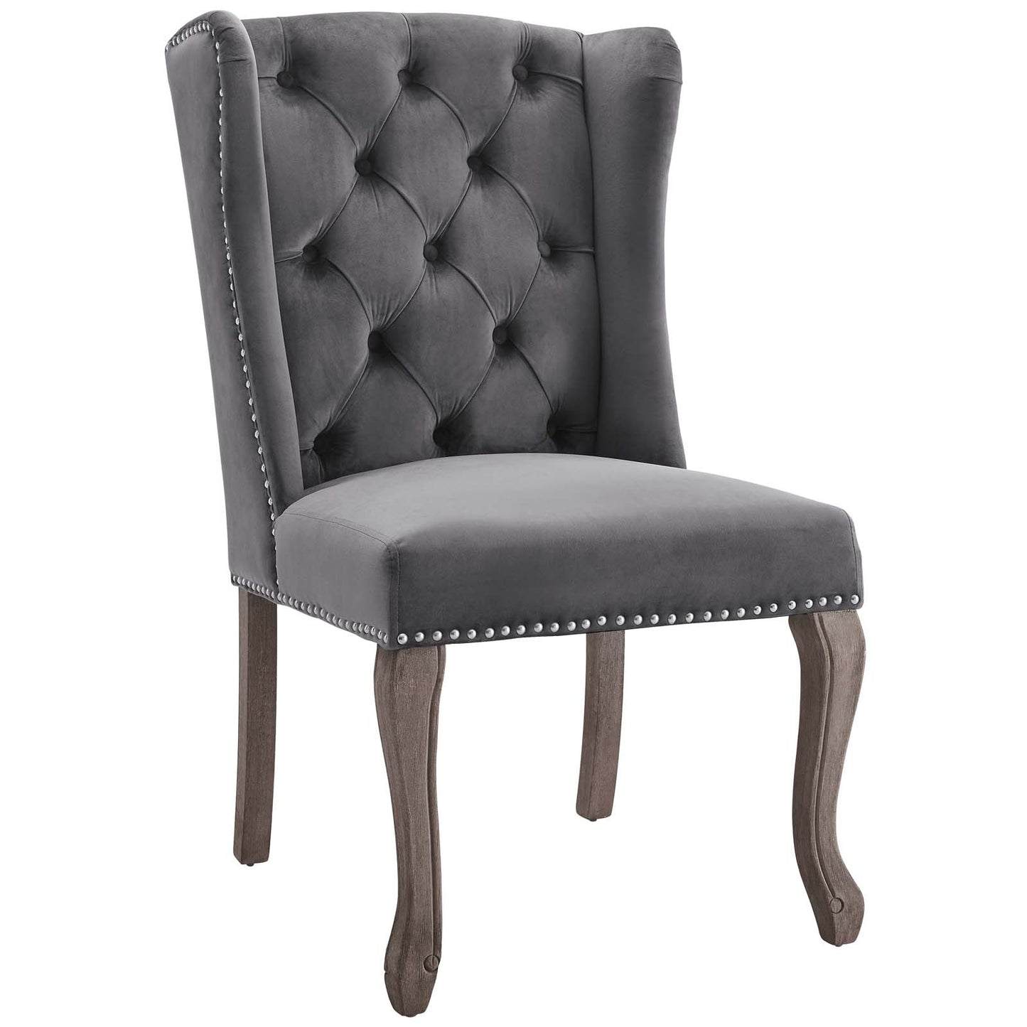 Modway Outlet Apprise French Vintage Dining Performance Velvet Side Chair by Modway Bar and Dining Furniture Gray - EEI-3367-GRY