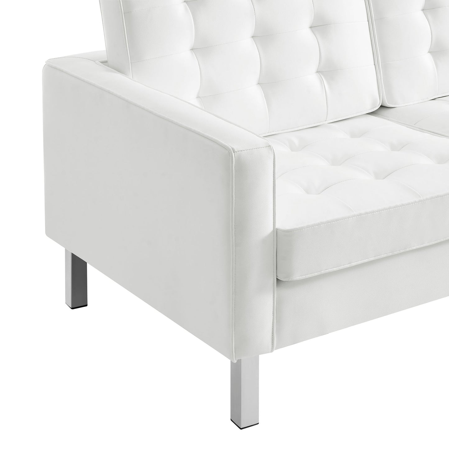 Modway - Loft Tufted Vegan Leather Sofa by Modway Living Room Sofas and Armchairs White - EEI-3385-SLV-WHI