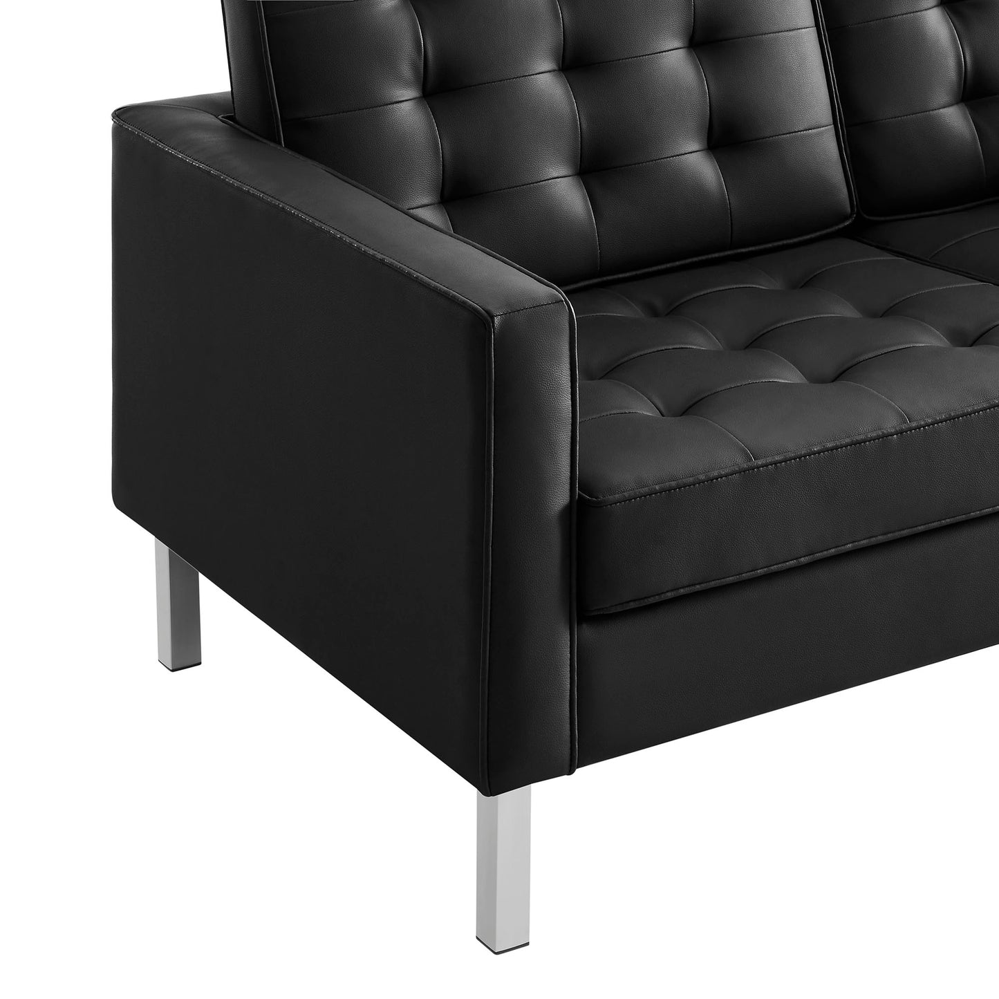 Modway - Loft Tufted Vegan Leather Loveseat by Modway Living Room Sofas and Armchairs Black - EEI-3388-SLV-BLK