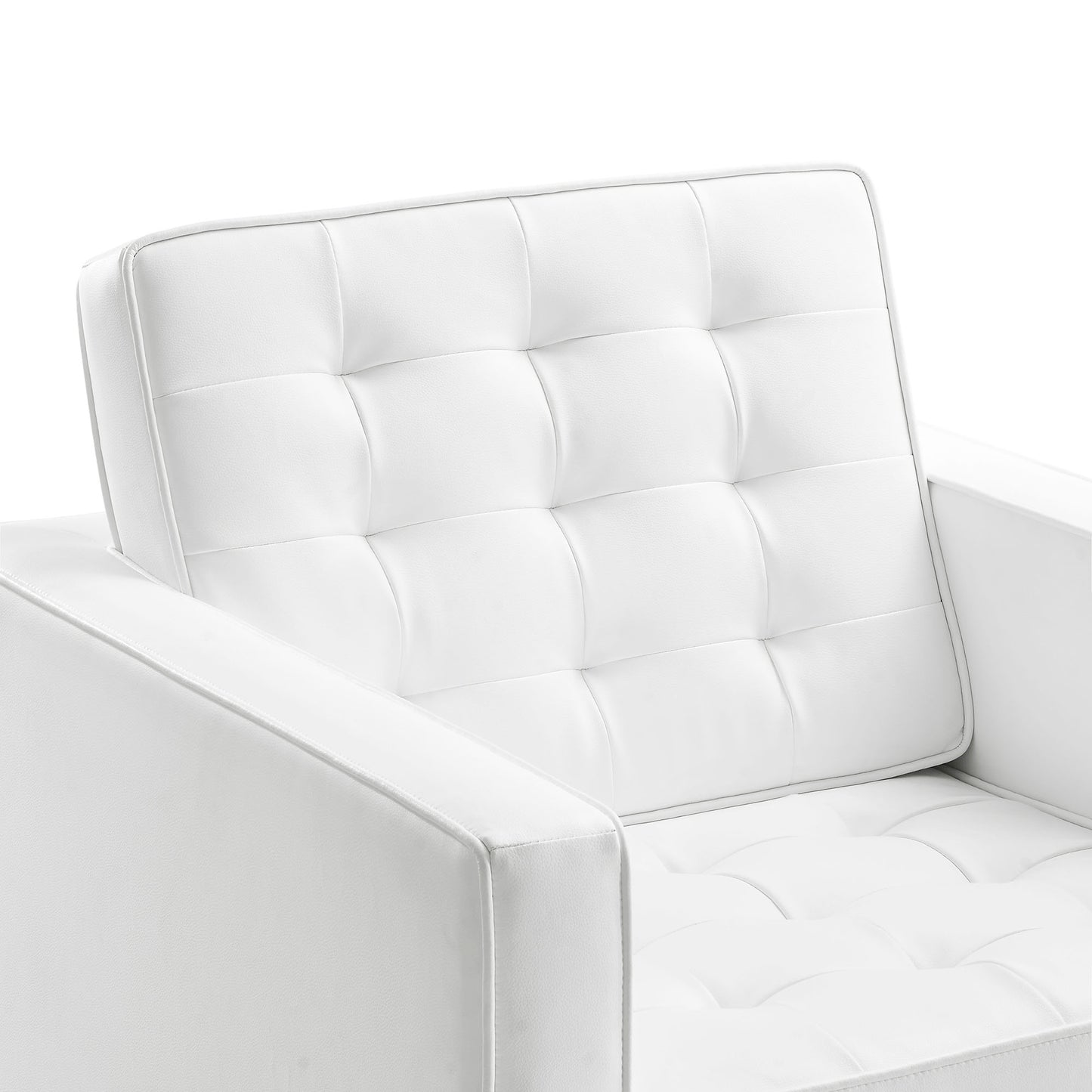 Modway - Loft Tufted Vegan Leather Armchair by Modway Living Room Sofas and Armchairs White - EEI-3391-SLV-WHI