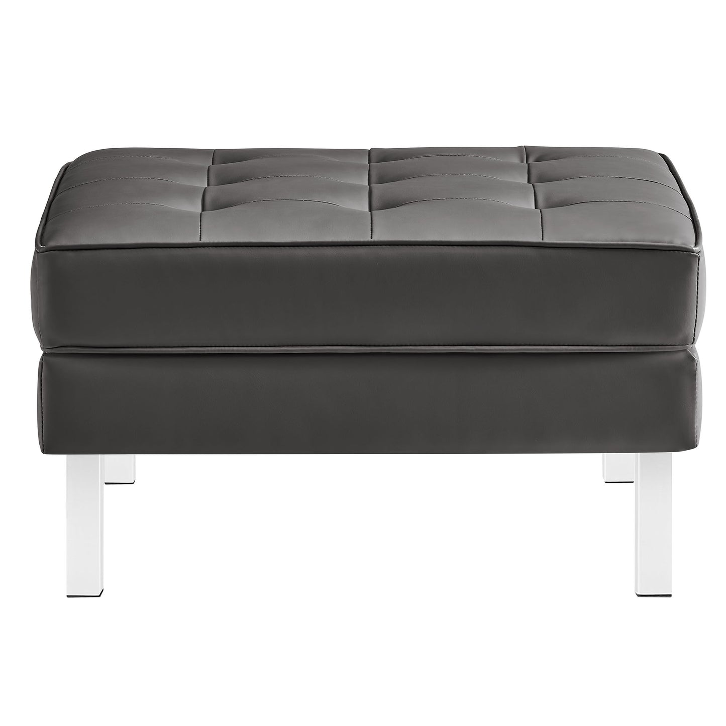 Modway - Loft Tufted Vegan Leather Armchair and Ottoman Set by Modway Living Room Sofas and Armchairs - EEI-6409-SLV-GRY-SET