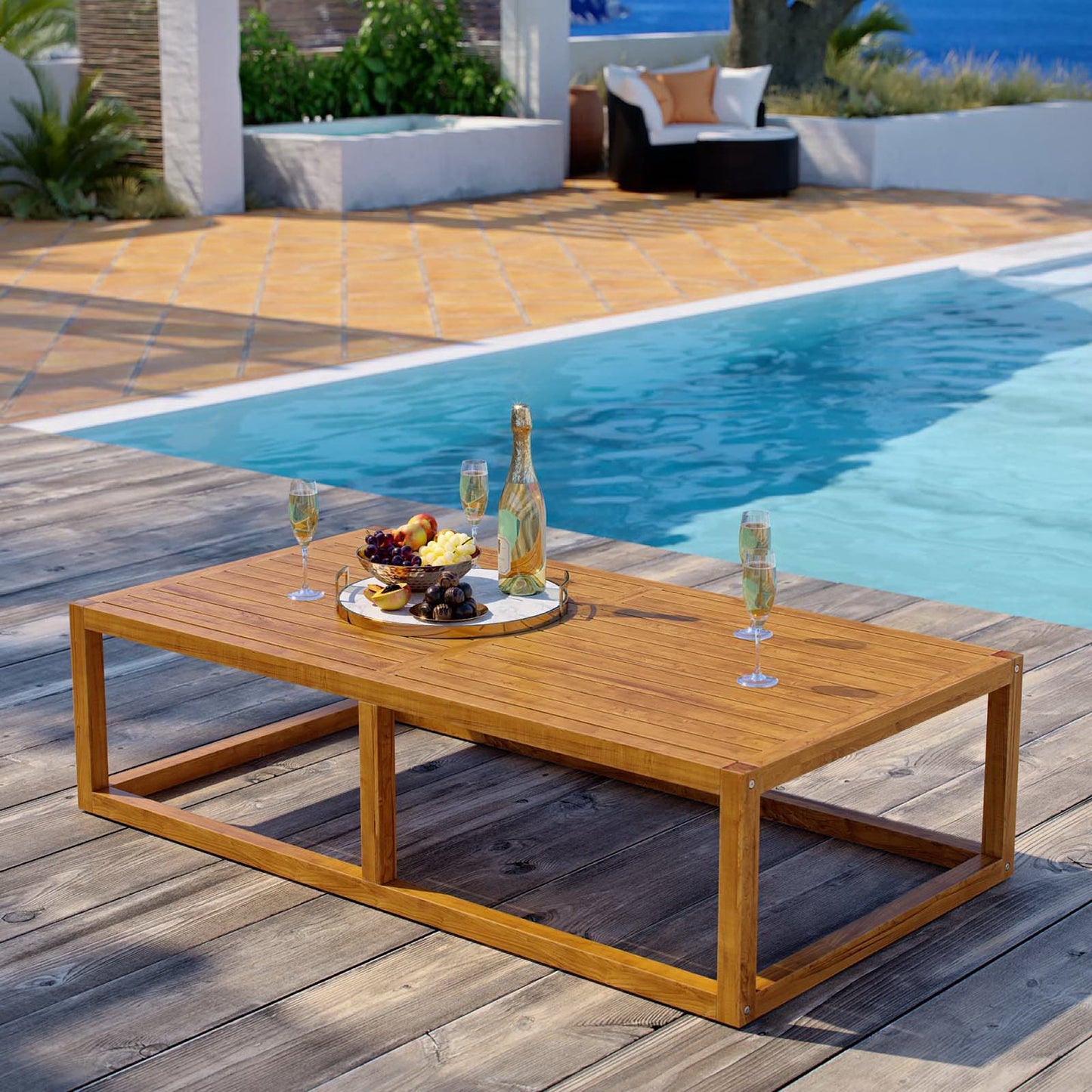 Modway Outlet Newbury Outdoor Patio Premium Grade A Teak Wood Coffee Table by Modway Outdoor Furniture Furniture Natural - EEI-3424-NAT