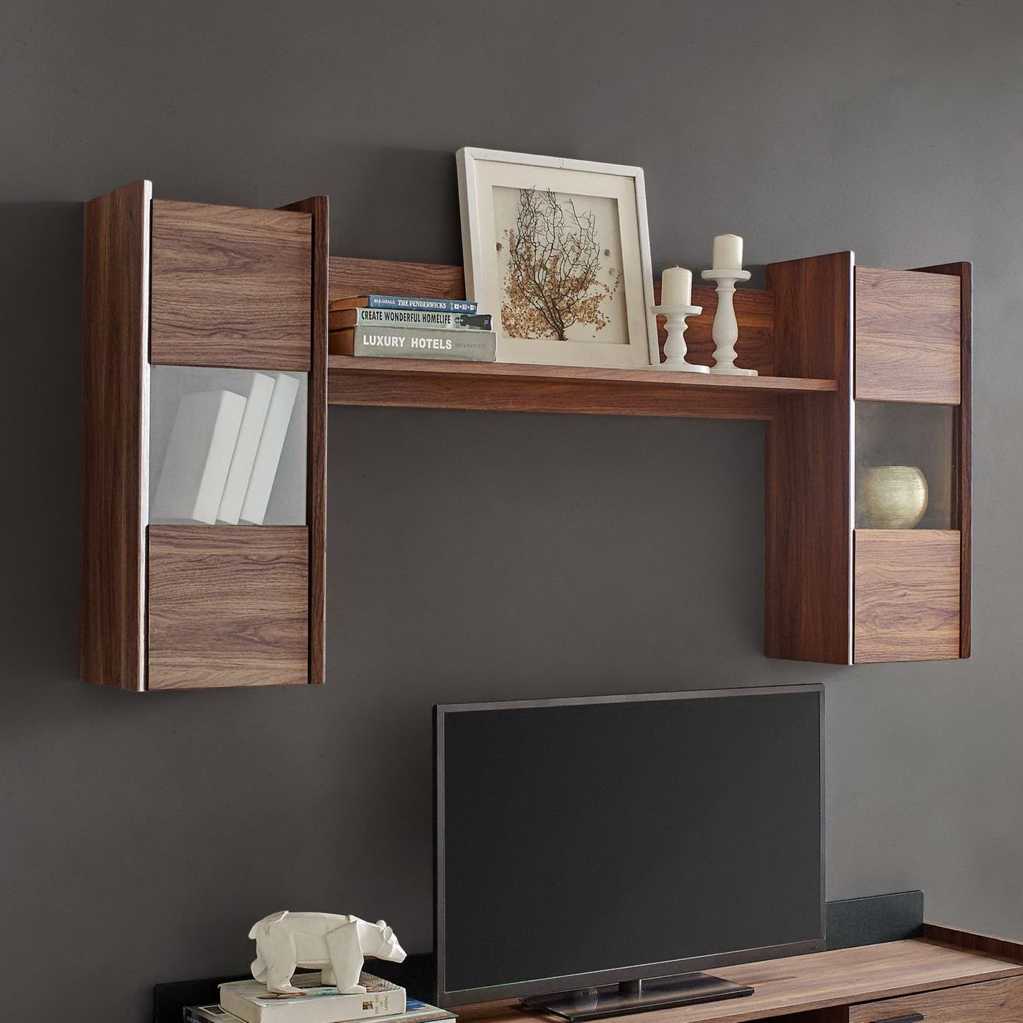 Modway Outlet Visionary Wall Mounted Shelves by Modway Living Room Furniture Walnut - EEI-3436-WAL
