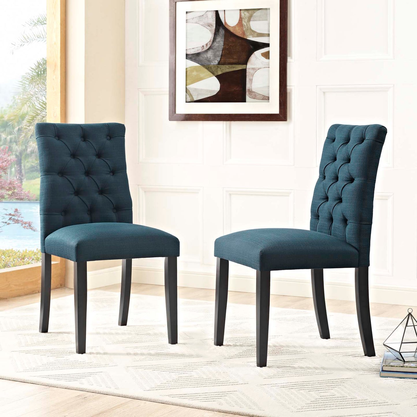 Modway Outlet Duchess Fabric Dining Chair Set of 2 by Modway Bar and Dining Furniture Azure - EEI-3474-AZU