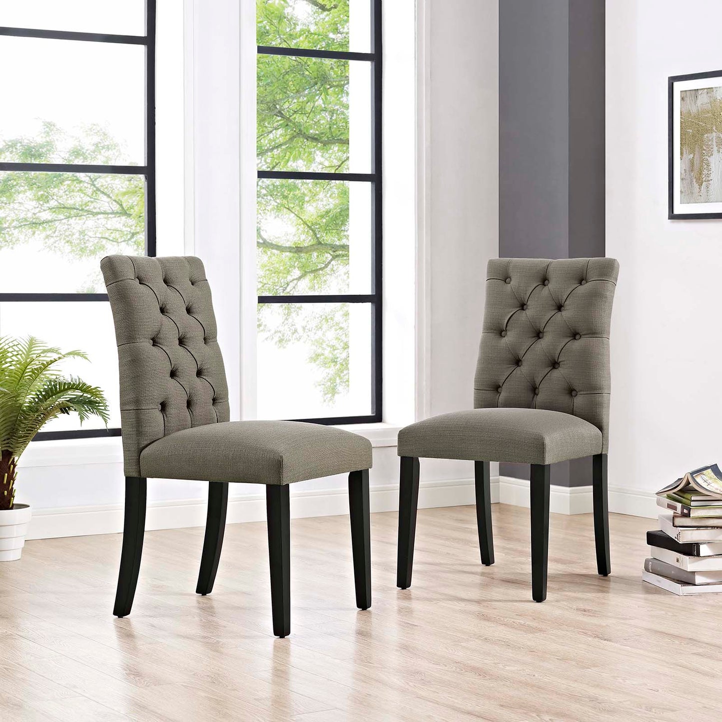 Modway Outlet Duchess Fabric Dining Chair Set of 2 by Modway Bar and Dining Furniture Granite - EEI-3474-GRA