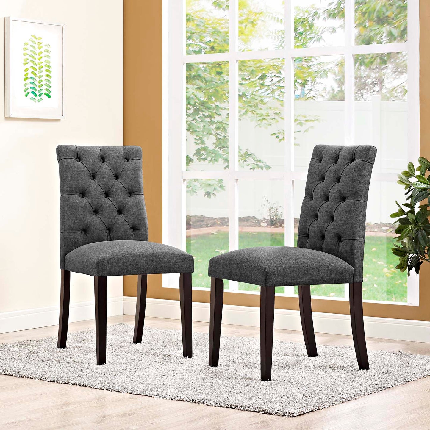 Modway Outlet Duchess Fabric Dining Chair Set of 2 by Modway Bar and Dining Furniture Gray - EEI-3474-GRY