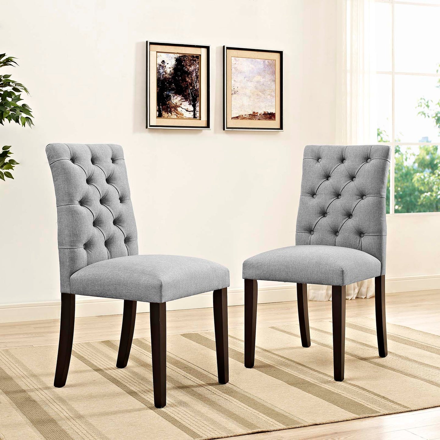 Modway Outlet Duchess Fabric Dining Chair Set of 2 by Modway Bar and Dining Furniture Light Gray - EEI-3474-LGR