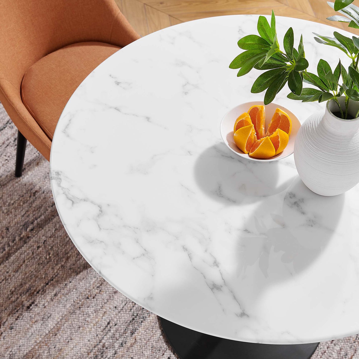 Modway - Lippa 36" Round Faux Marble Dining Table by Modway Bar and Dining Bar and Dining Tables White - EEI-3516-BLK-WHI