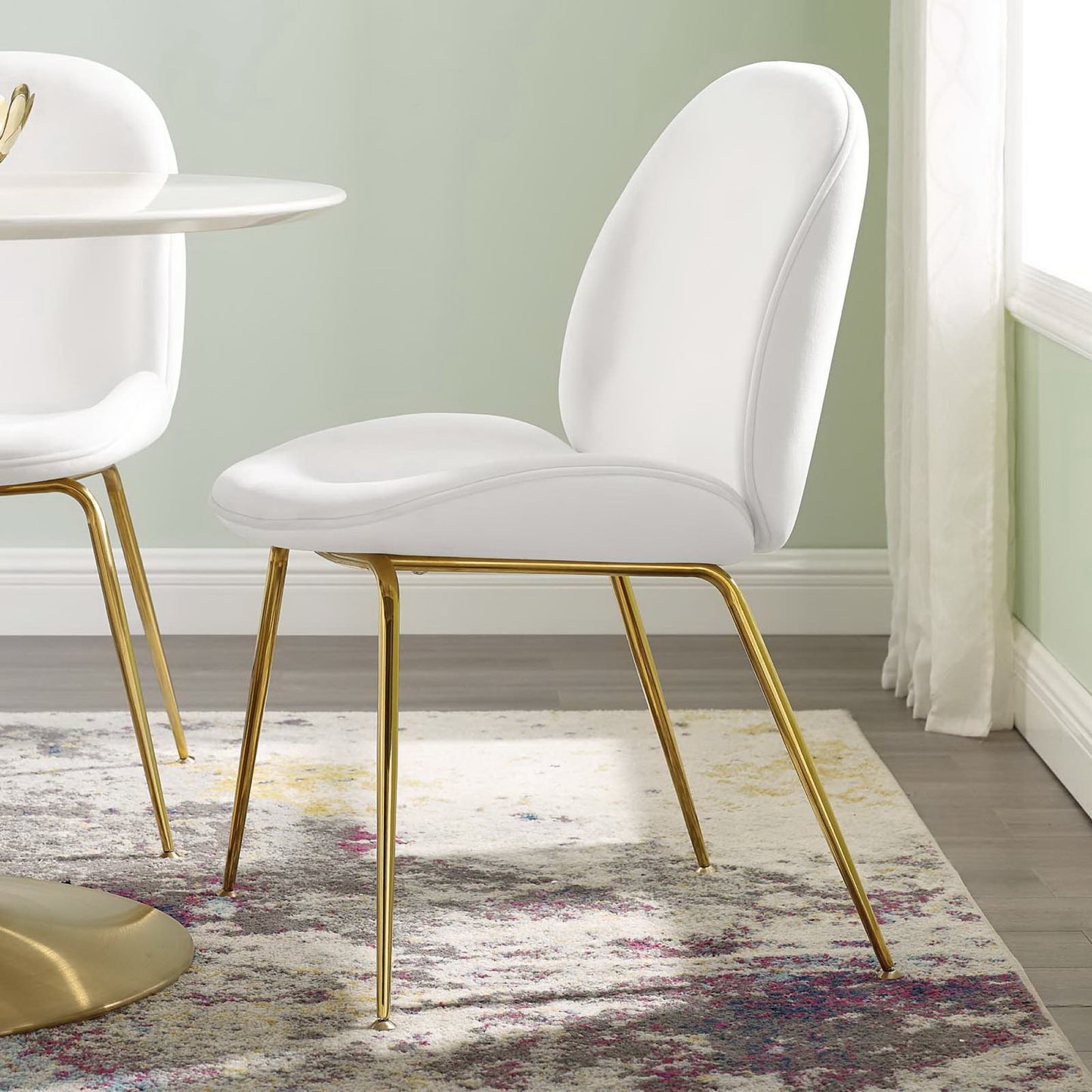Modway Outlet Scoop Gold Stainless Steel Leg Performance Velvet Dining Chair by Modway Bar and Dining Furniture White - EEI-3548-WHI