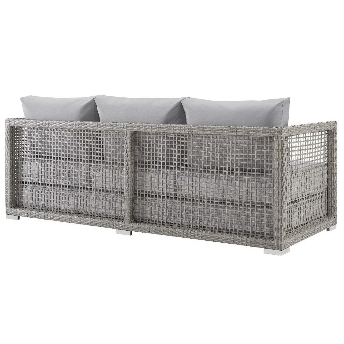 Modway - Aura 6 Piece Outdoor Patio Wicker Rattan Set by Modway Outdoor Furniture Sofa Sectionals Gray - EEI-3559-GRY-GRY-SET