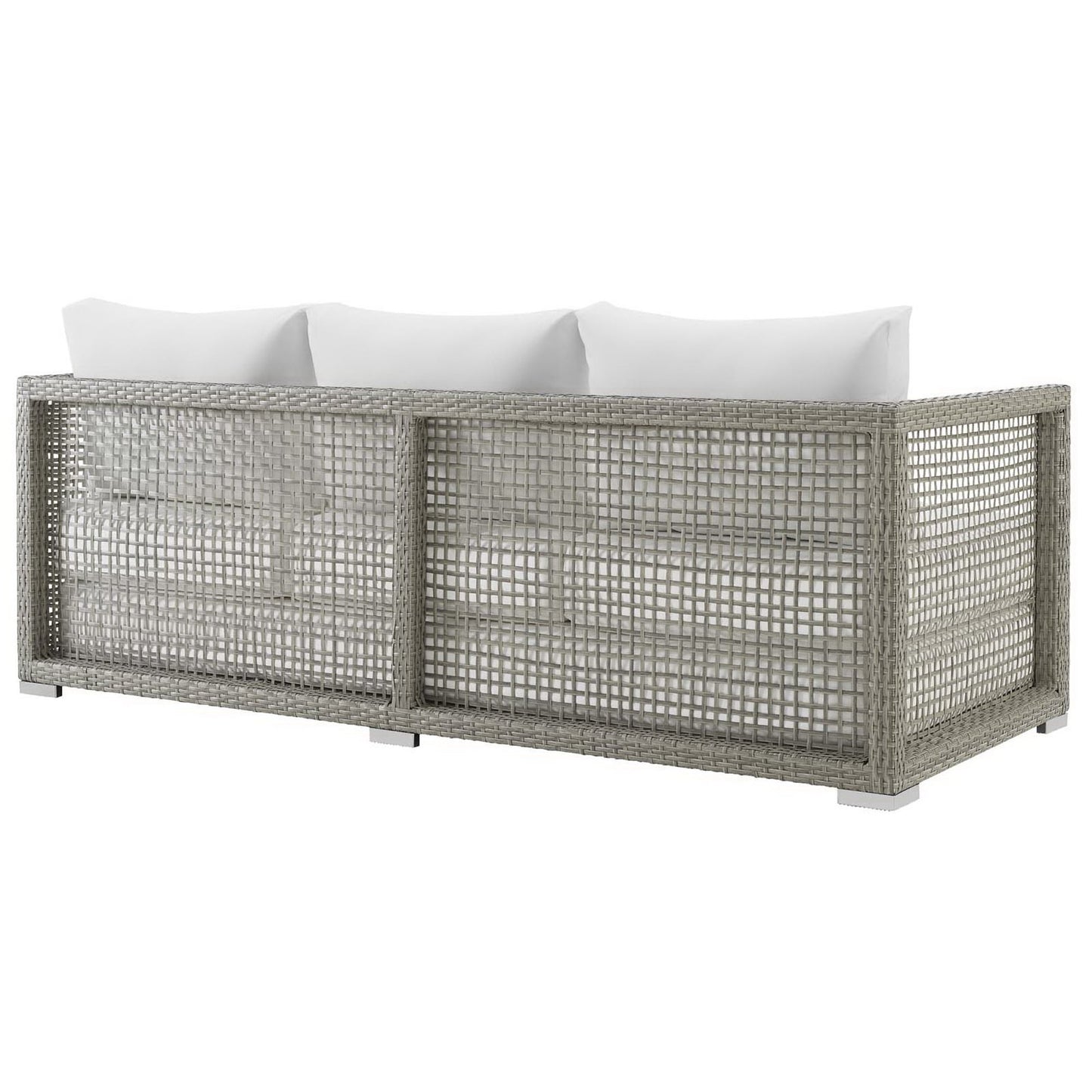 Modway - Aura 6 Piece Outdoor Patio Wicker Rattan Set by Modway Outdoor Furniture Sofa Sectionals White - EEI-3559-GRY-WHI-SET
