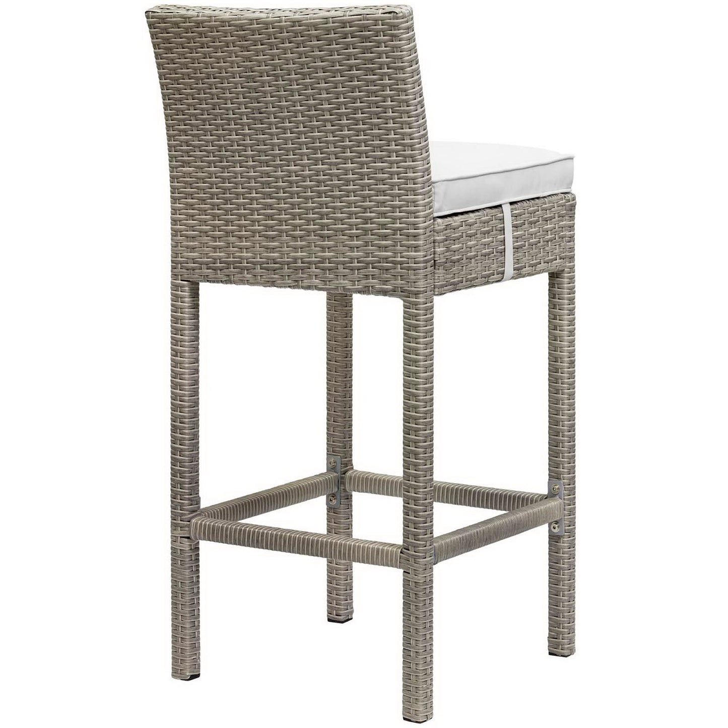 Modway Outlet Conduit Outdoor Patio Wicker Rattan Bar Stool Set of 2 by Modway Outdoor Furniture Furniture Light Gray White - EEI-3604-LGR-WHI