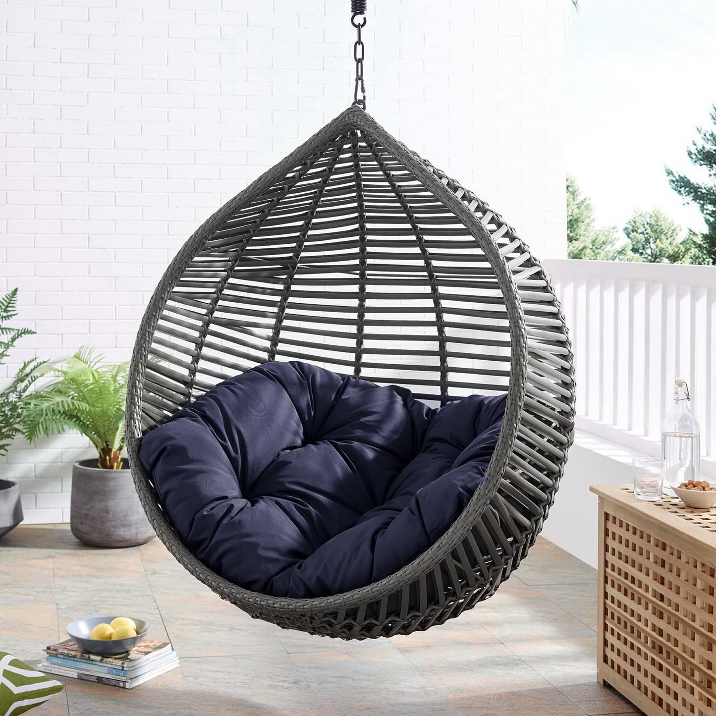 Modway - Garner Teardrop Outdoor Patio Swing Chair by Modway Outdoor Furniture Daybeds and Lounges Blue - EEI-3614-GRY-NAV