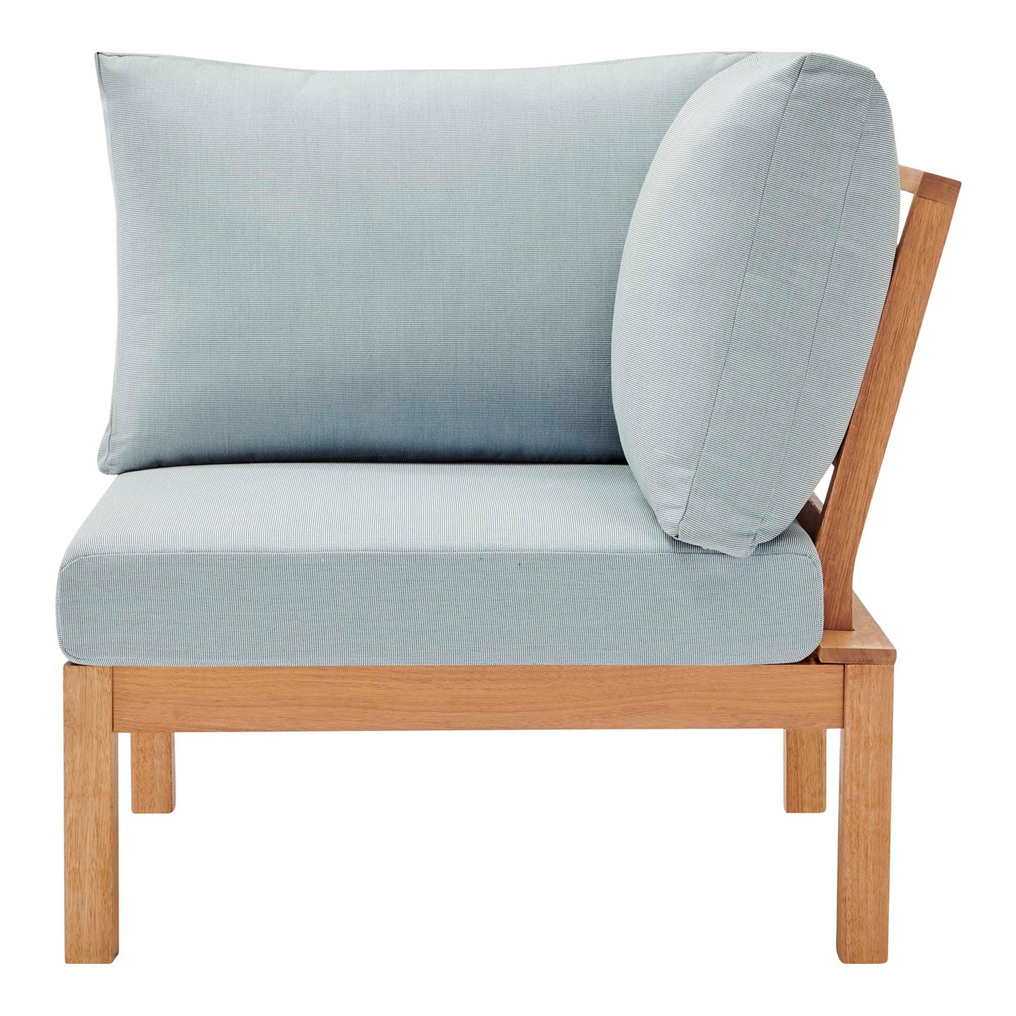 Modway Outlet Freeport Karri Wood Sectional Sofa Outdoor Patio Corner Chair by Modway Outdoor Furniture Furniture Natural Light Blue - EEI-3694-NAT-LBU