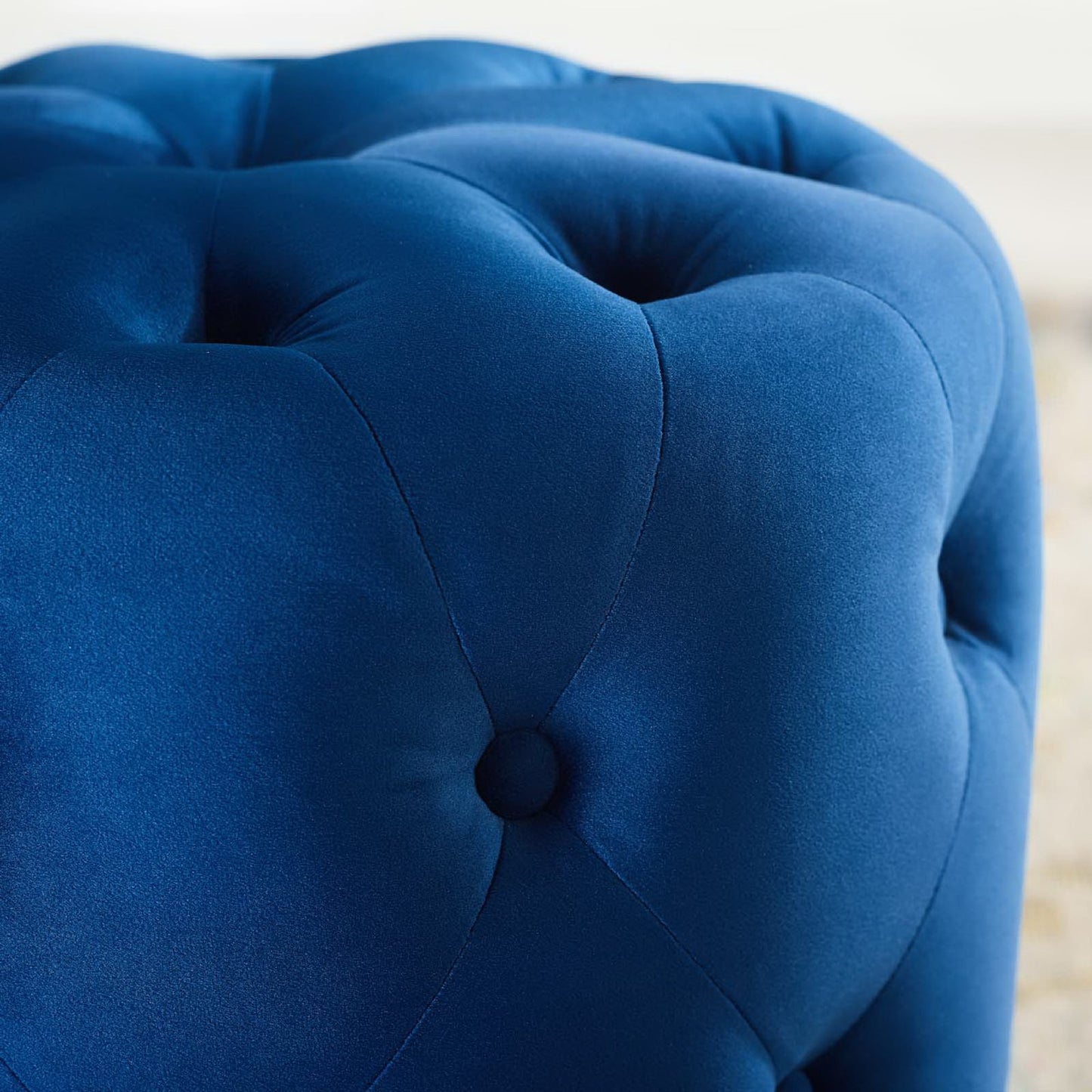 Modway - Amour Tufted Button Round Performance Velvet Ottoman by Modway Living Room Sofas and Armchairs Blue - EEI-3778-NAV