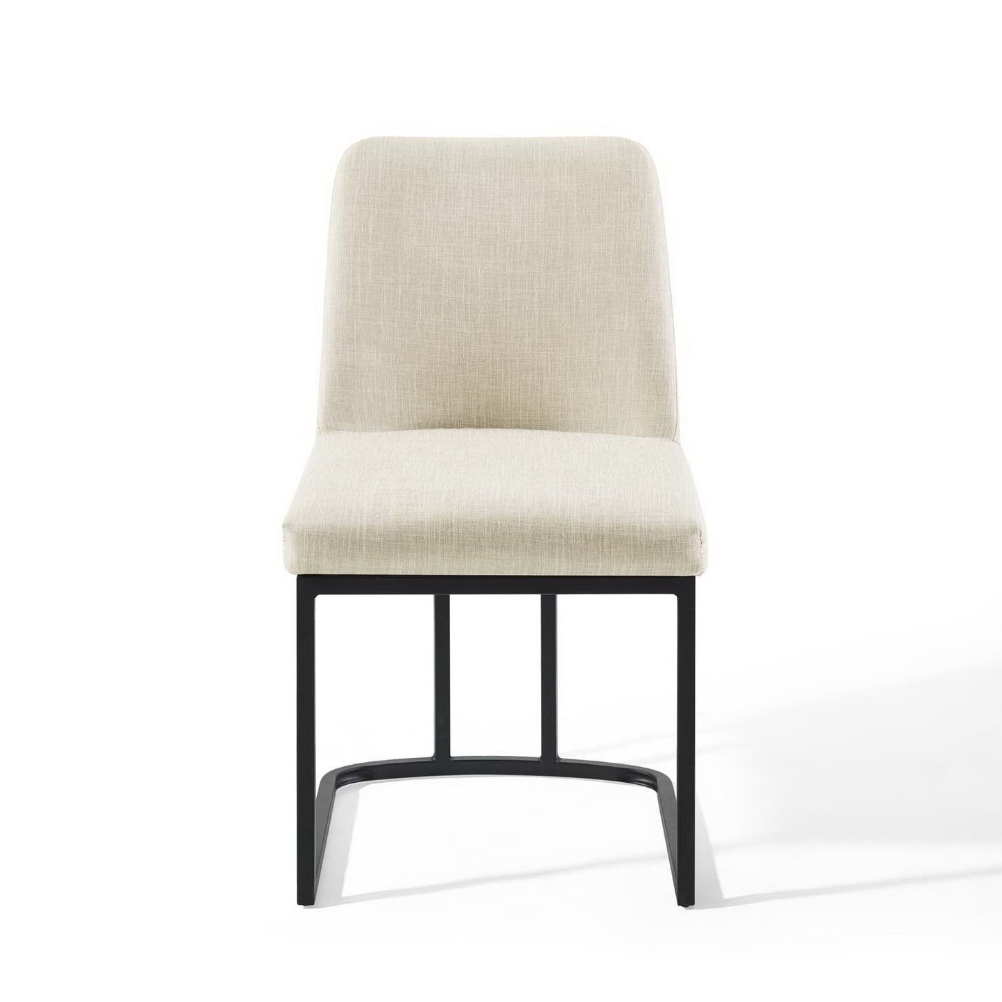 Modway - Amplify Sled Base Upholstered Fabric Dining Side Chair by Modway Bar and Dining Dining Chairs Brown - EEI-3811-BLK-BEI