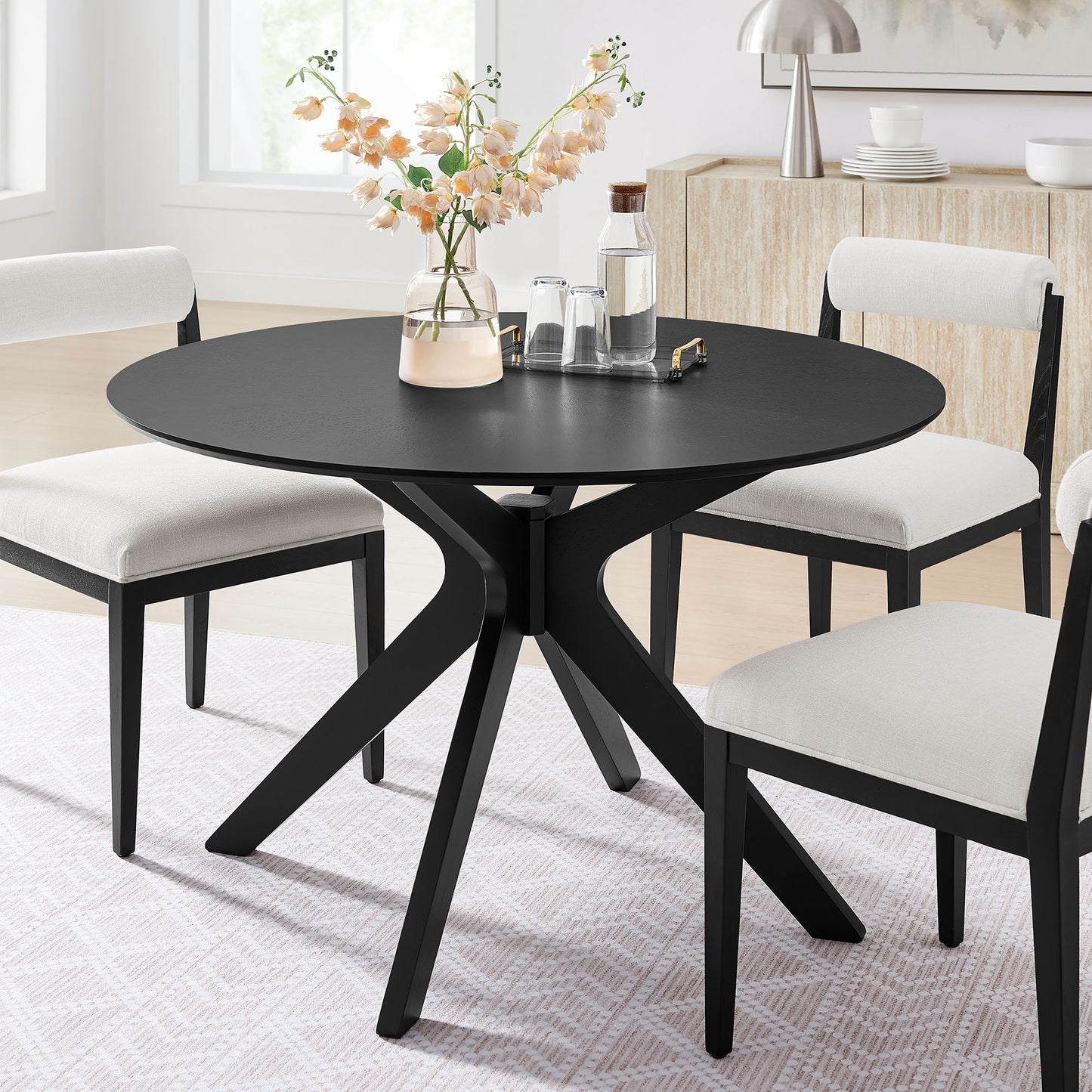 Modway - Crossroads 47" Round Wood Dining Table by Modway Bar and Dining Bar and Dining Tables Black - EEI-3847-BLK