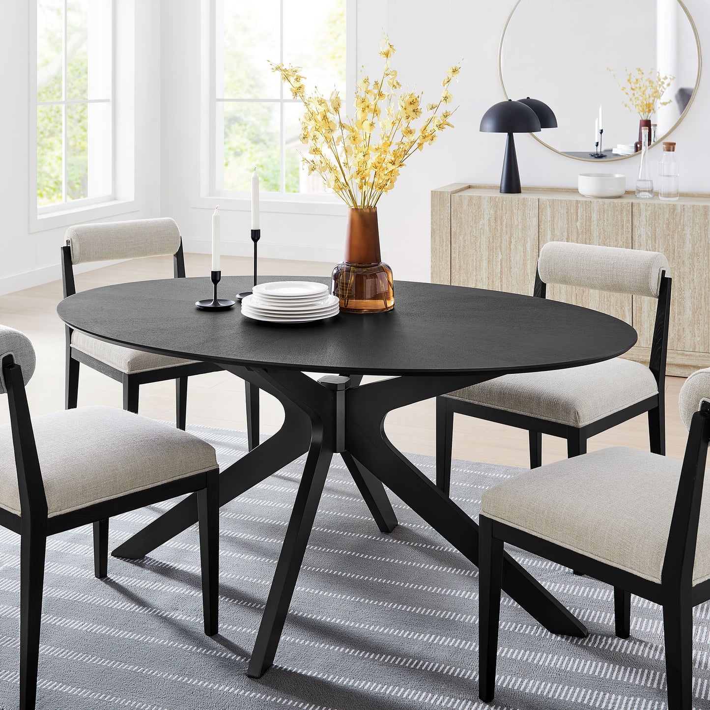 Modway - Crossroads 63" Oval Wood Dining Table by Modway Bar and Dining Bar and Dining Tables Black - EEI-3848-BLK