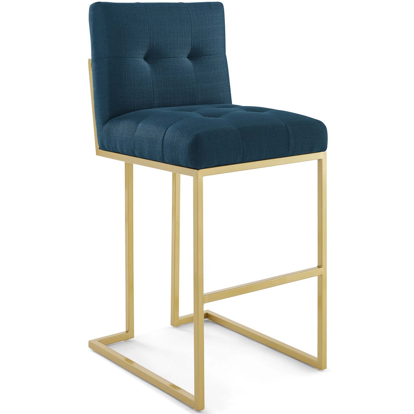 Modway Outlet Privy Gold Stainless Steel Upholstered Fabric Bar Stool by Modway Bar and Dining Furniture Gold Azure - EEI-3855-GLD-AZU