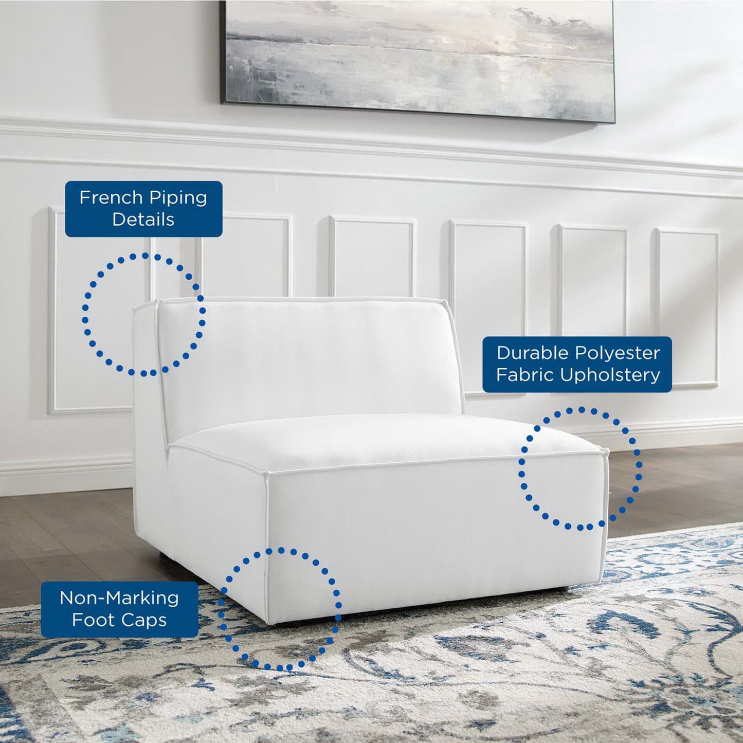 Modway - Restore Sectional Sofa Armless Chair by Modway Living Room Sofas and Armchairs White - EEI-3872-WHI