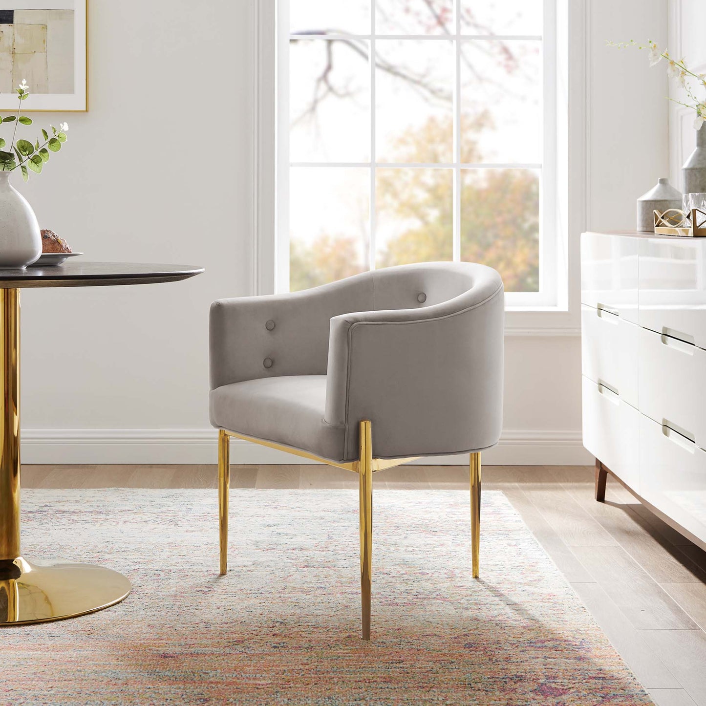 Modway Outlet Savour Tufted Performance Velvet Accent Chair by Modway Living Room Furniture Light Gray - EEI-3903-LGR