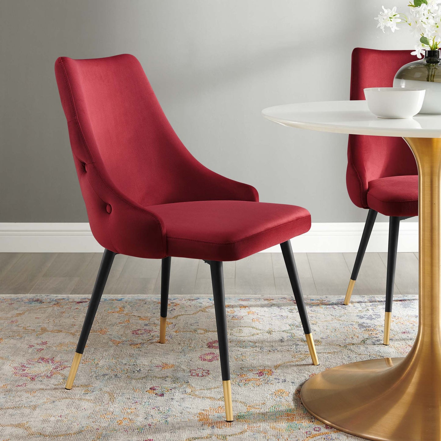 Modway Outlet Adorn Tufted Performance Velvet Dining Side Chair by Modway Bar and Dining Furniture Maroon - EEI-3907-MAR