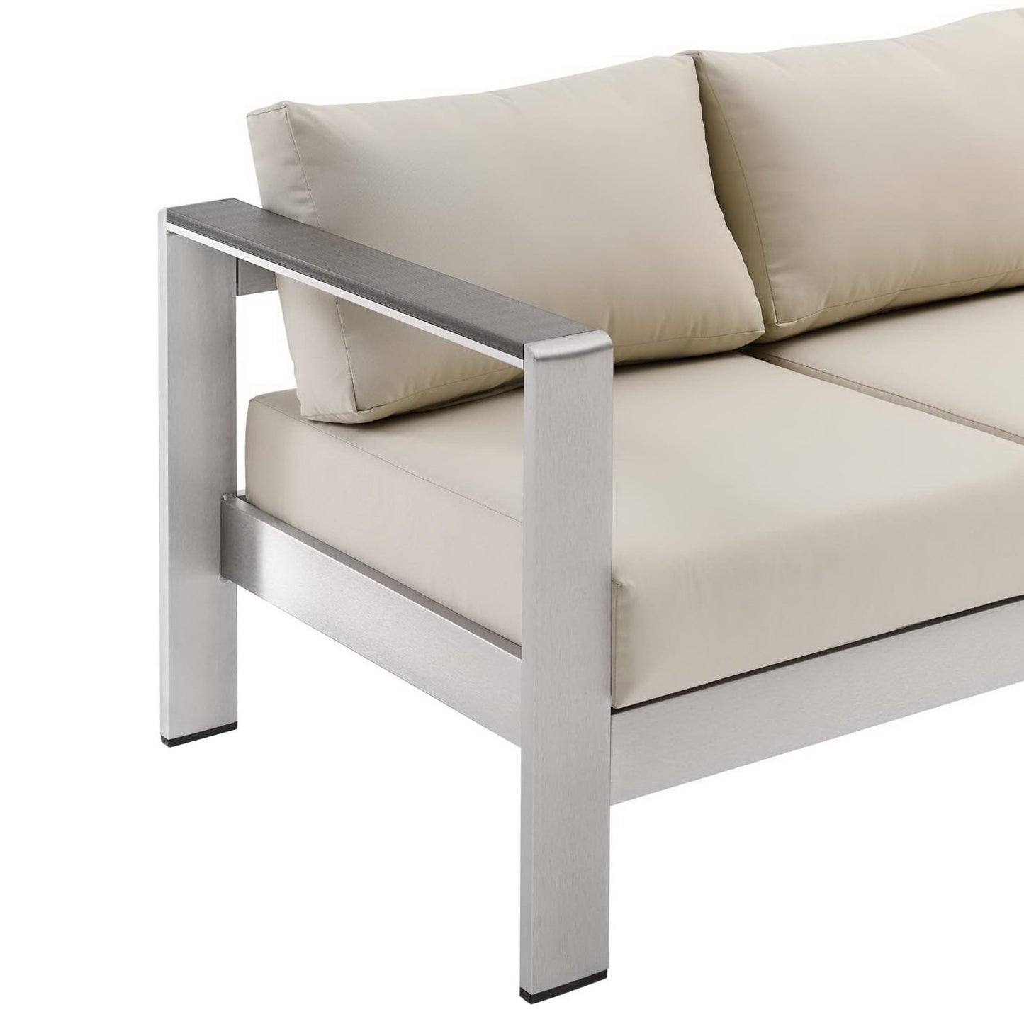 Modway Outlet Shore Outdoor Patio Aluminum Sofa by Modway Outdoor Furniture Furniture Silver Beige - EEI-3917-SLV-BEI