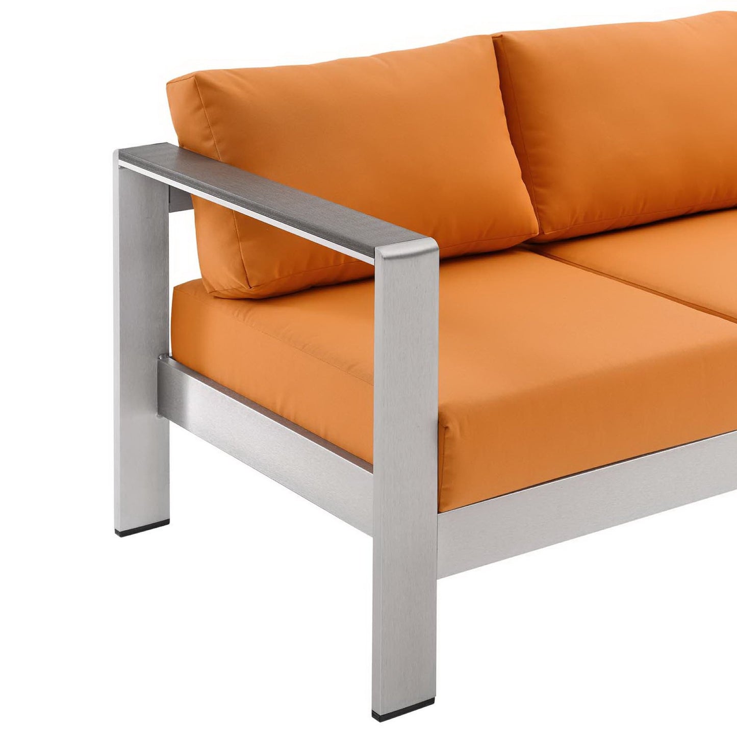 Modway Outlet Shore Outdoor Patio Aluminum Sofa by Modway Outdoor Furniture Furniture Silver Orange - EEI-3917-SLV-ORA